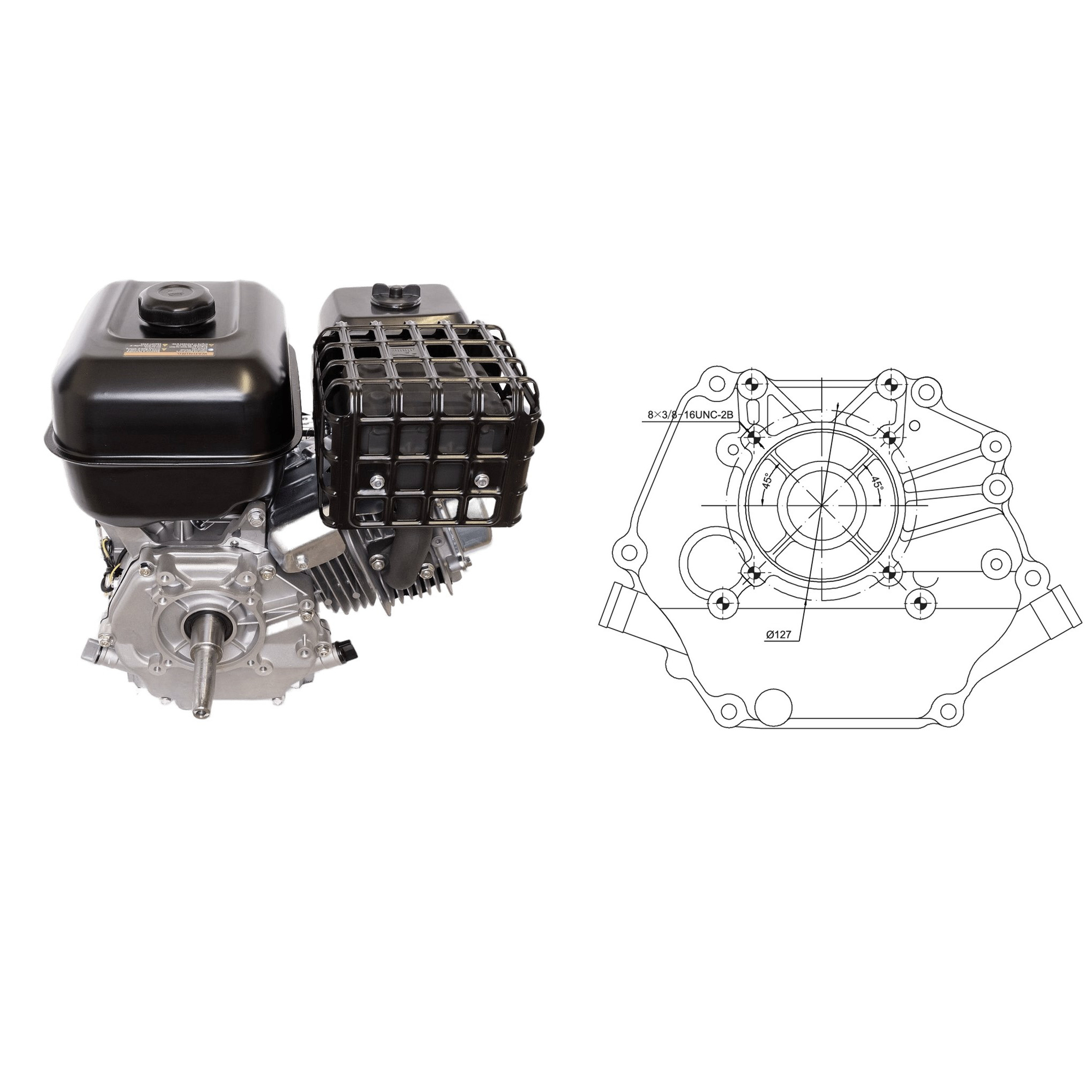Motor Zongshen GB420 výkon 13,0 PS objem motoru 420 ccm kónická hřídel