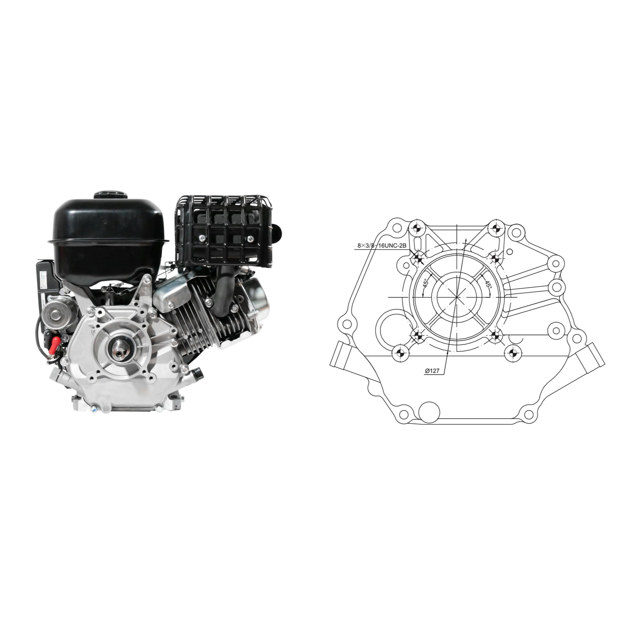 Motor Zongshen GB420 výkon 13,0 PS objem motoru 420 ccm horizontální hřídel + elektrický startér