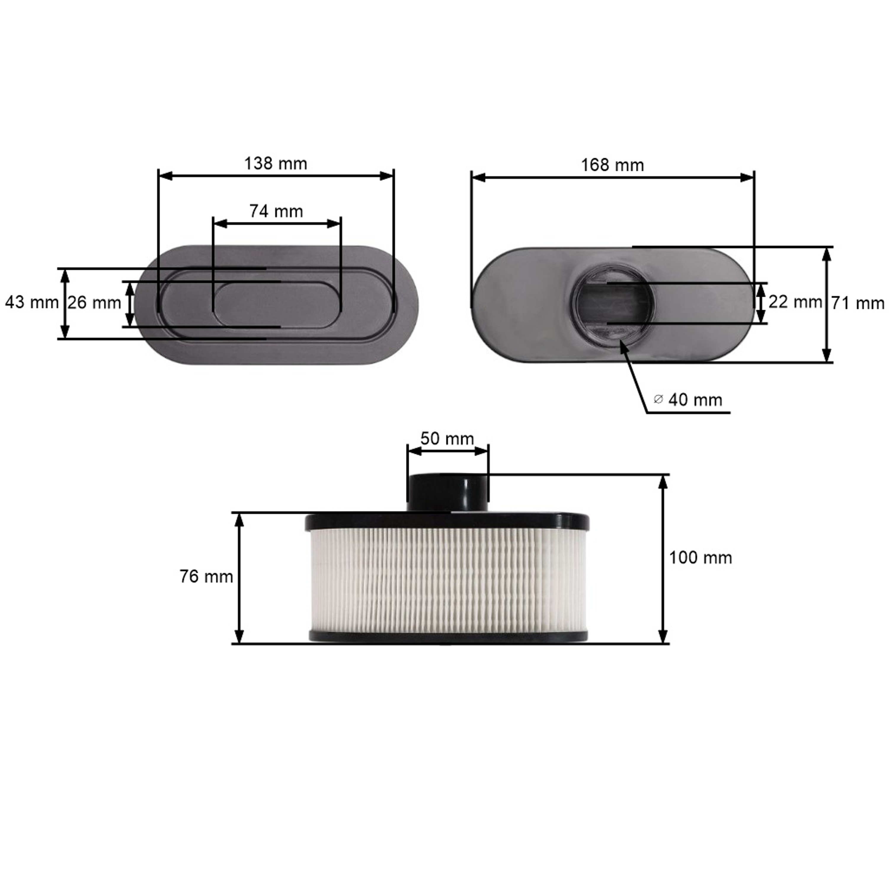 Vzduchový filtr pro motory Kawasaki (OEM 11013-7047)
