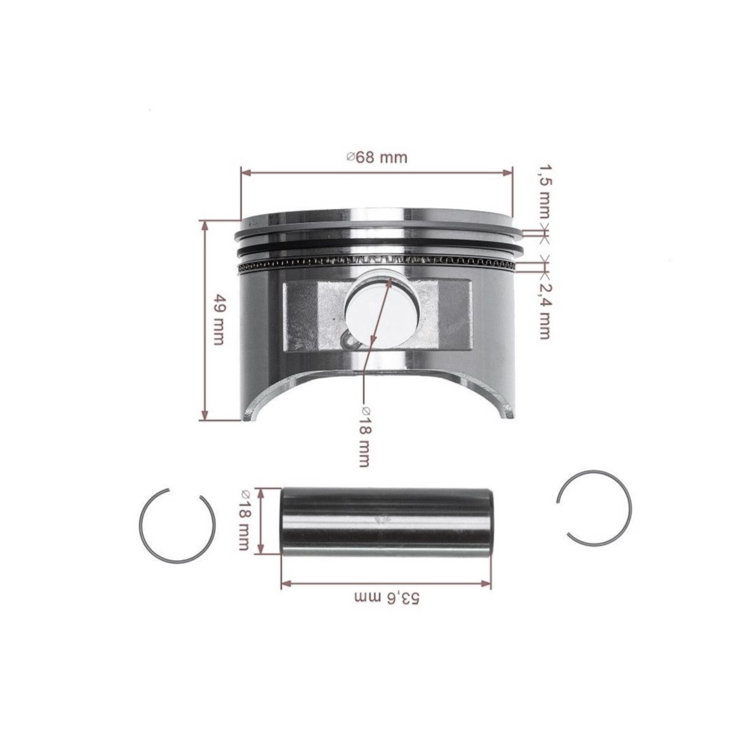 Kompletní píst pro motory Honda GX200 68 mm (OEM 13101ZL0010)