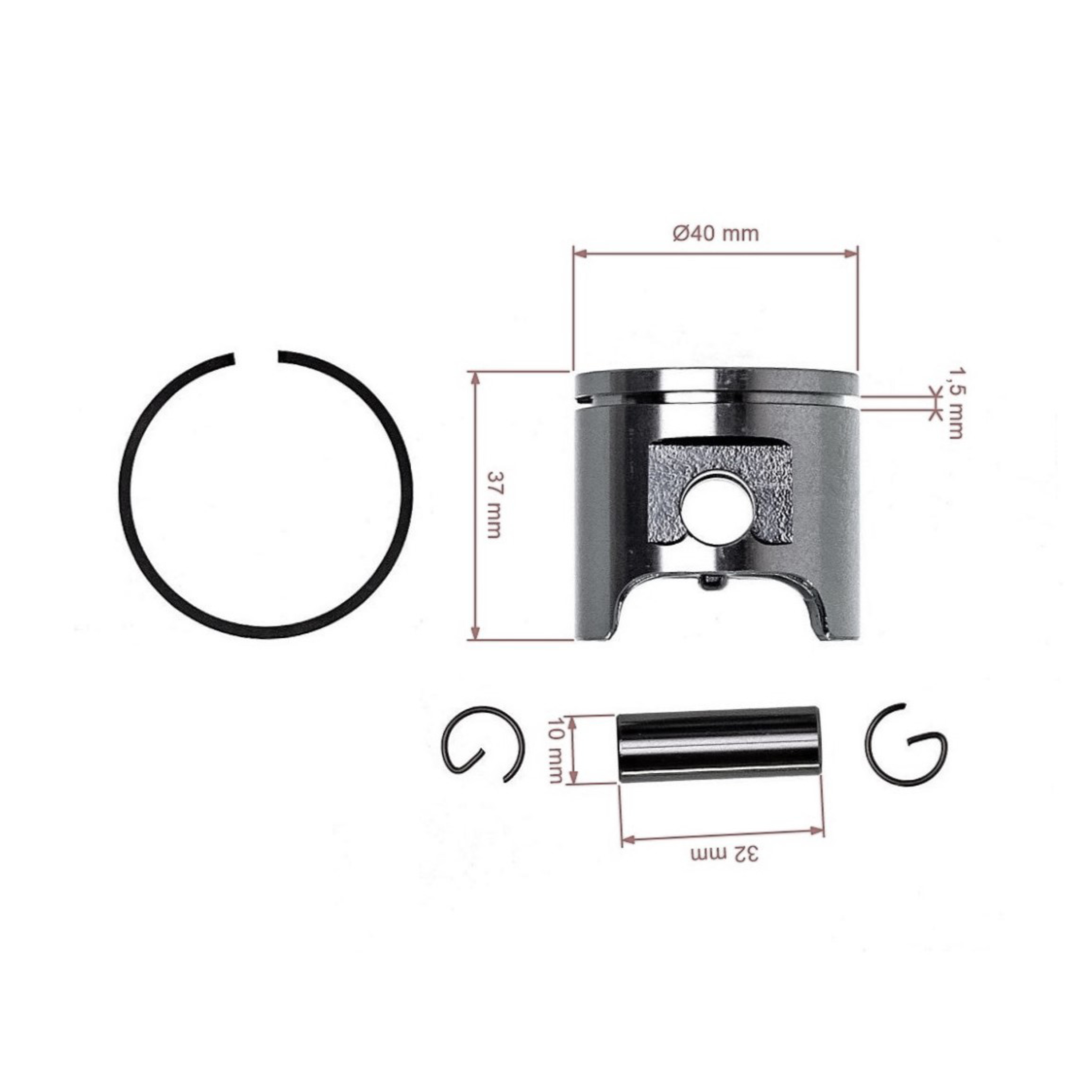 Kompletní píst pro motorové pily Husqvarna 340 Jonsered 2141 CS2141 40 mm (OEM 503870171)