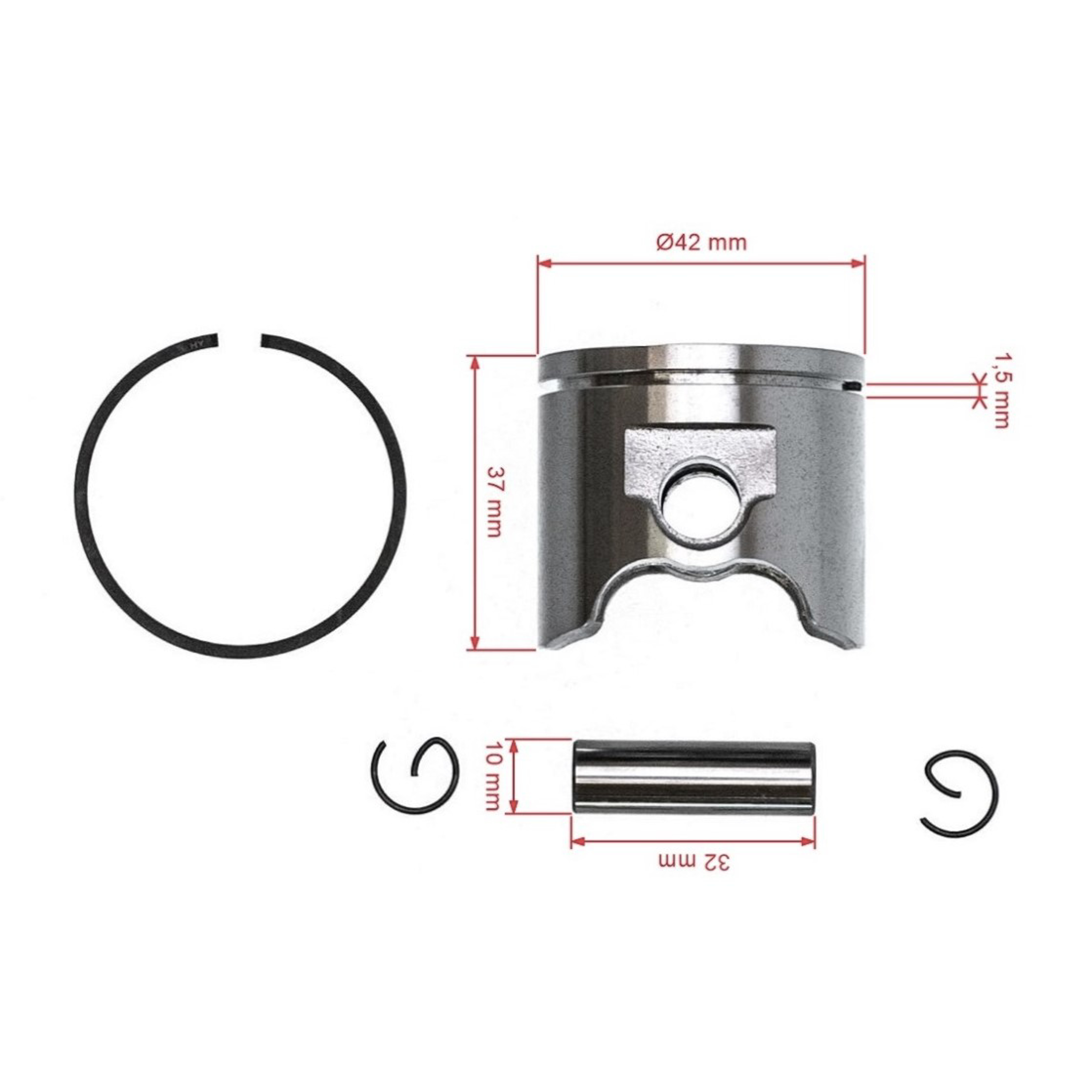 Kompletní píst pro motorové pily a křovinořezy Husqvarna 343F 343R 345R 345 Jonsered BC2145 FC2145 2141 CS2141 42 mm (OEM 503907371)