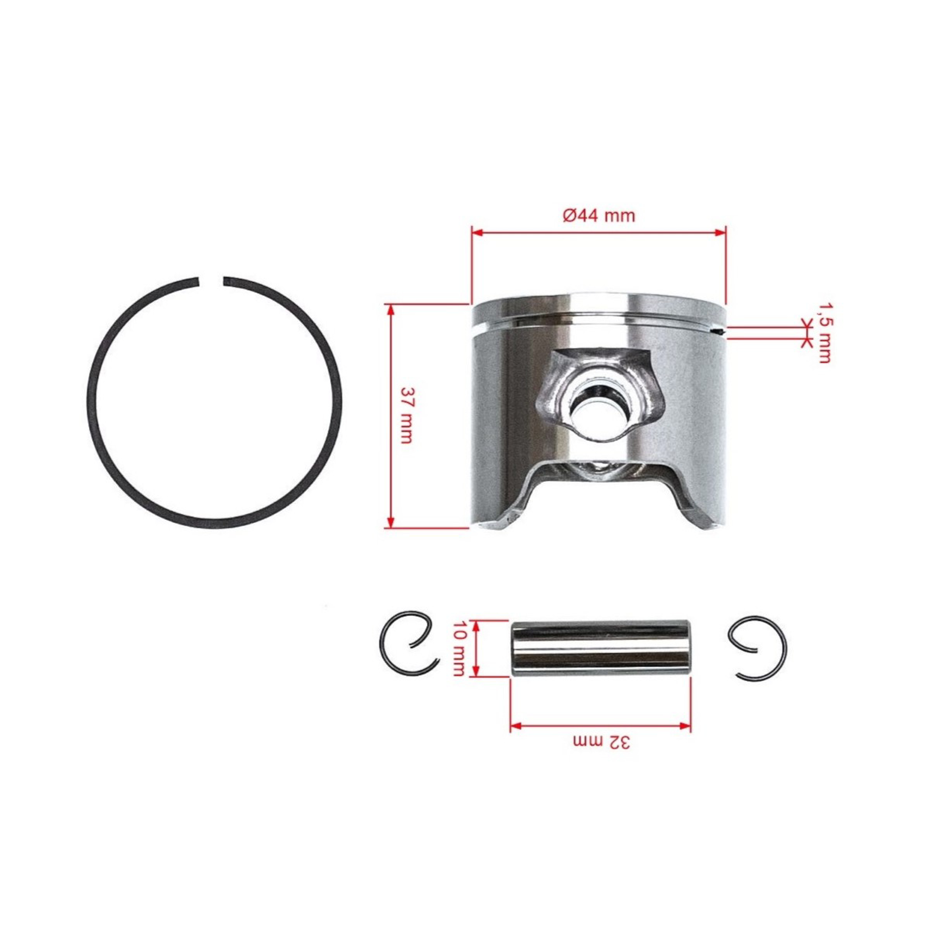 Kompletní píst pro motorové pily Husqvarna 350 351 Jonsered 2054EPA 2055 2149 2150 CS2150 44 mm (OEM 503899603)