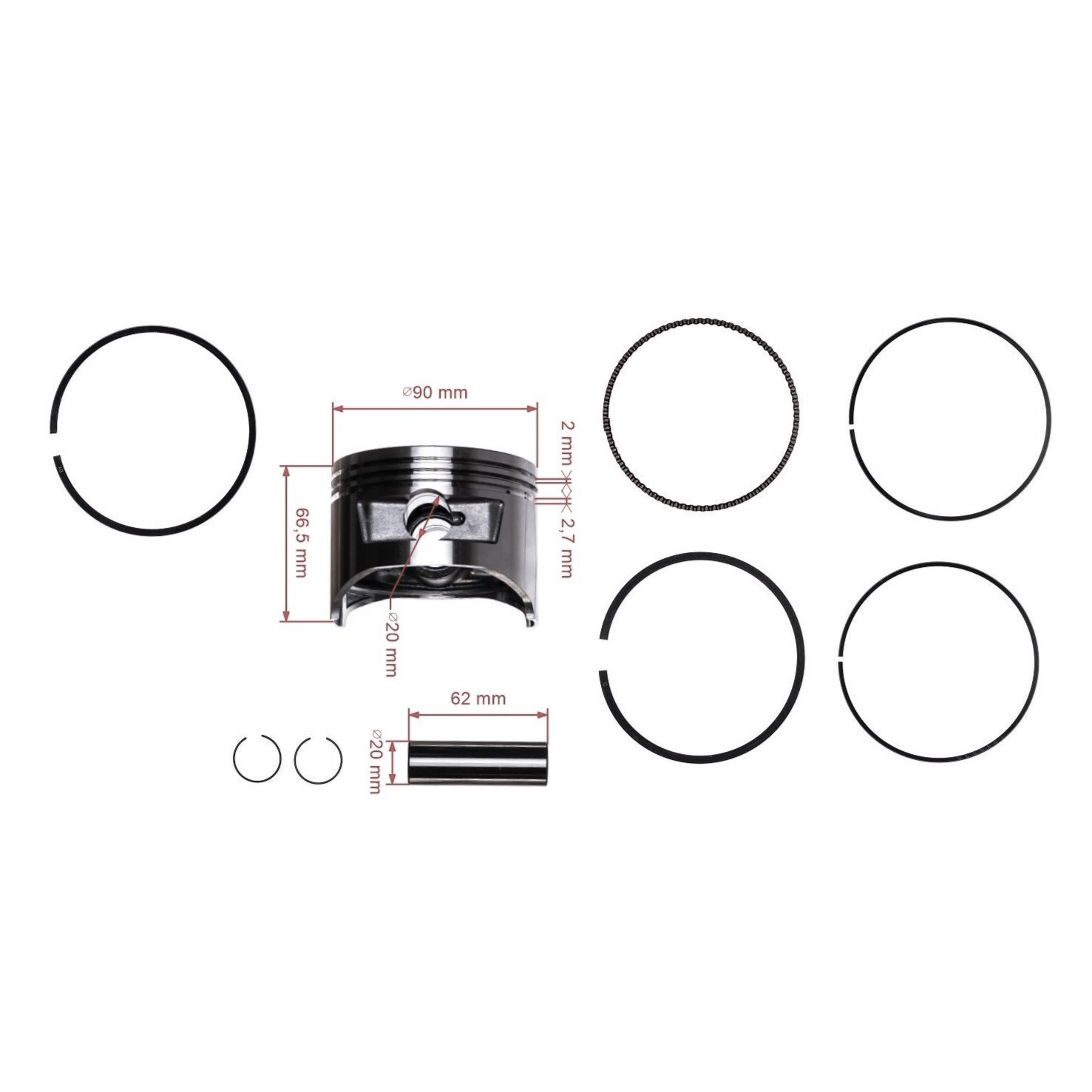 Kompletní píst pro motory Zongshen 190F 90 mm (OEM 100003098)