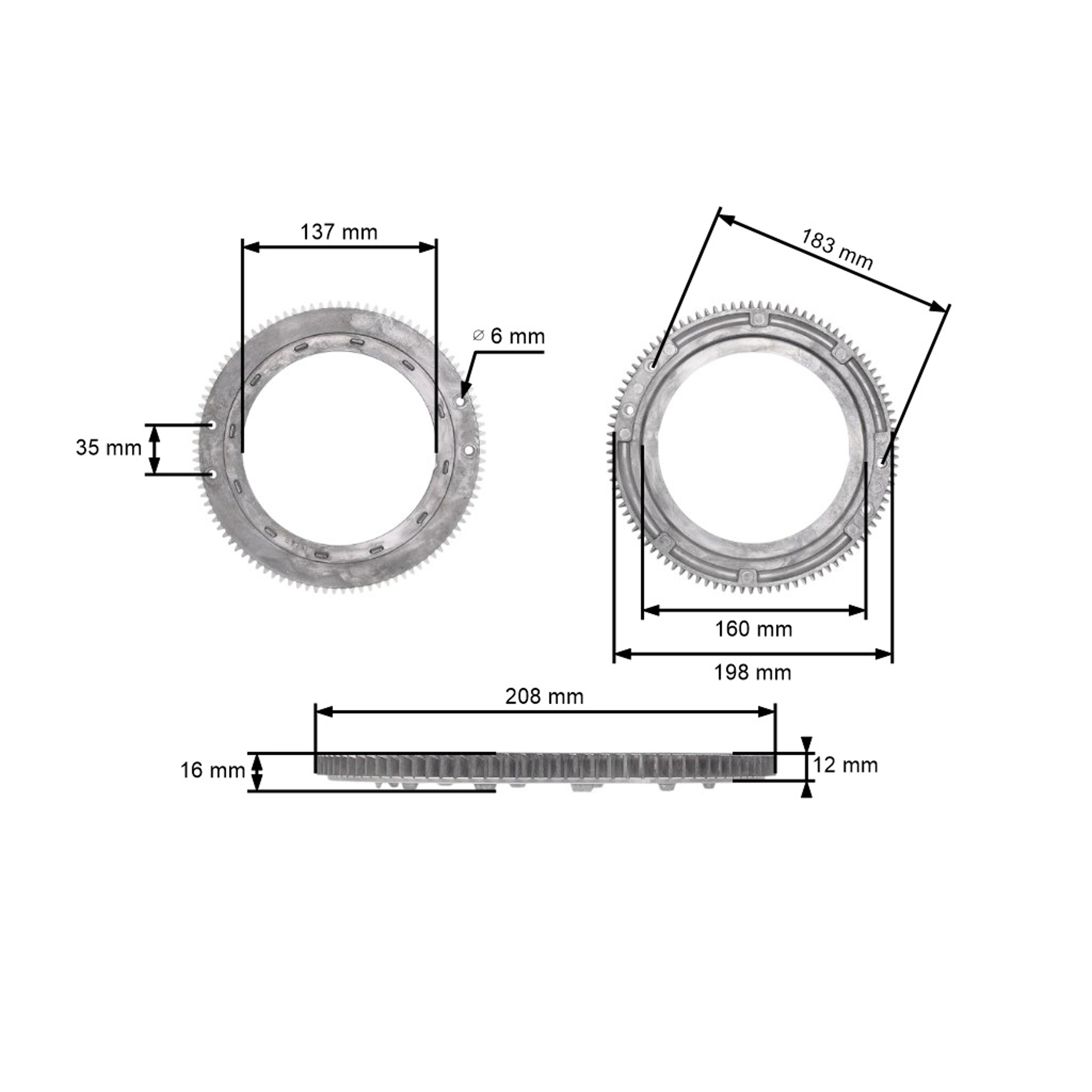 Ozubené kolo setrvačníku pro motory Briggs & Stratton výkon 12,0 PS - 15,0 PS (OEM 392134 399676 696537)