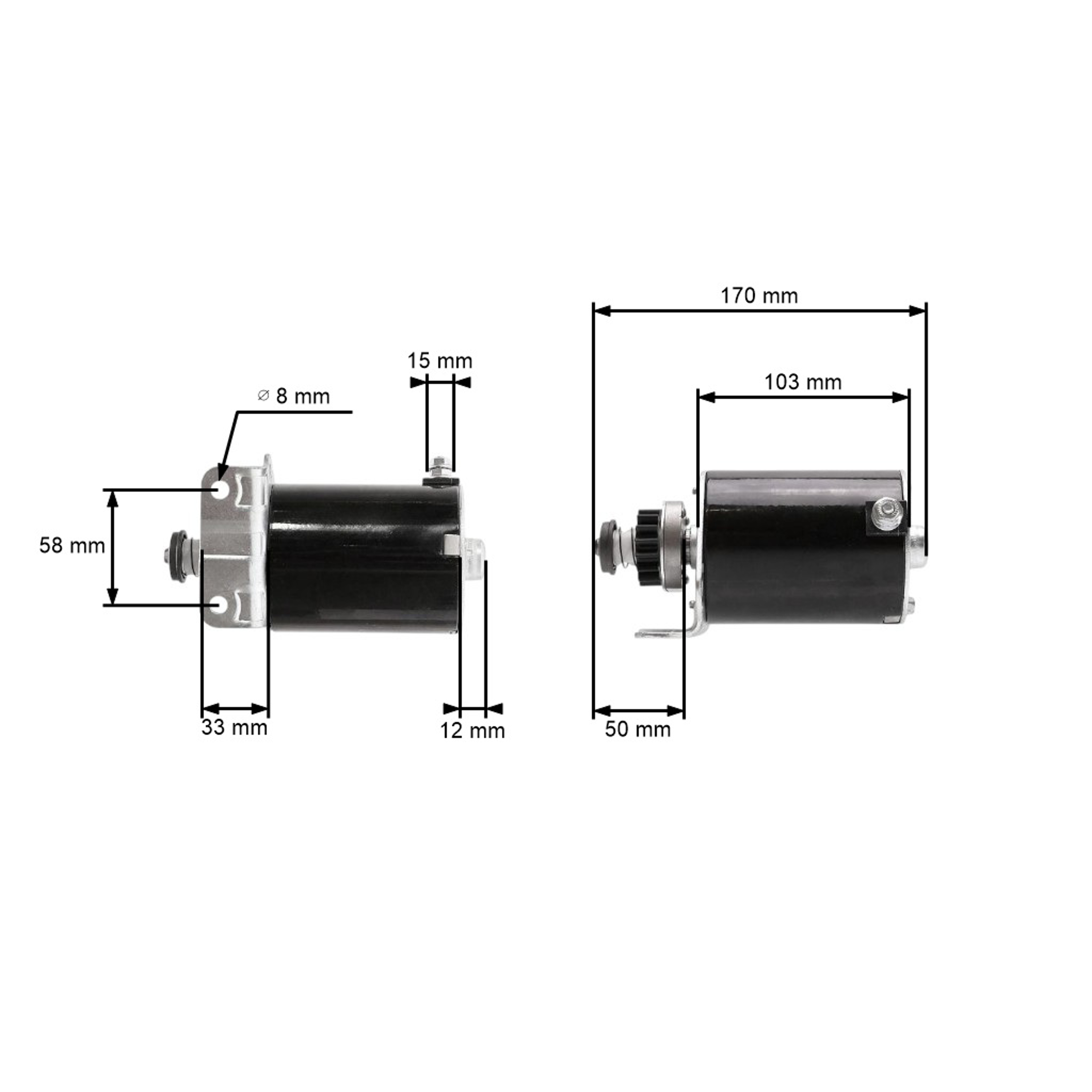 Elektický startér pro motory Briggs & Stratton John Deere Cub Cadet 1972-2002 výkon 7,0 PS - 18,0 PS -16 zubů (OEM 390838 391423 392749 394805 491766 497594)