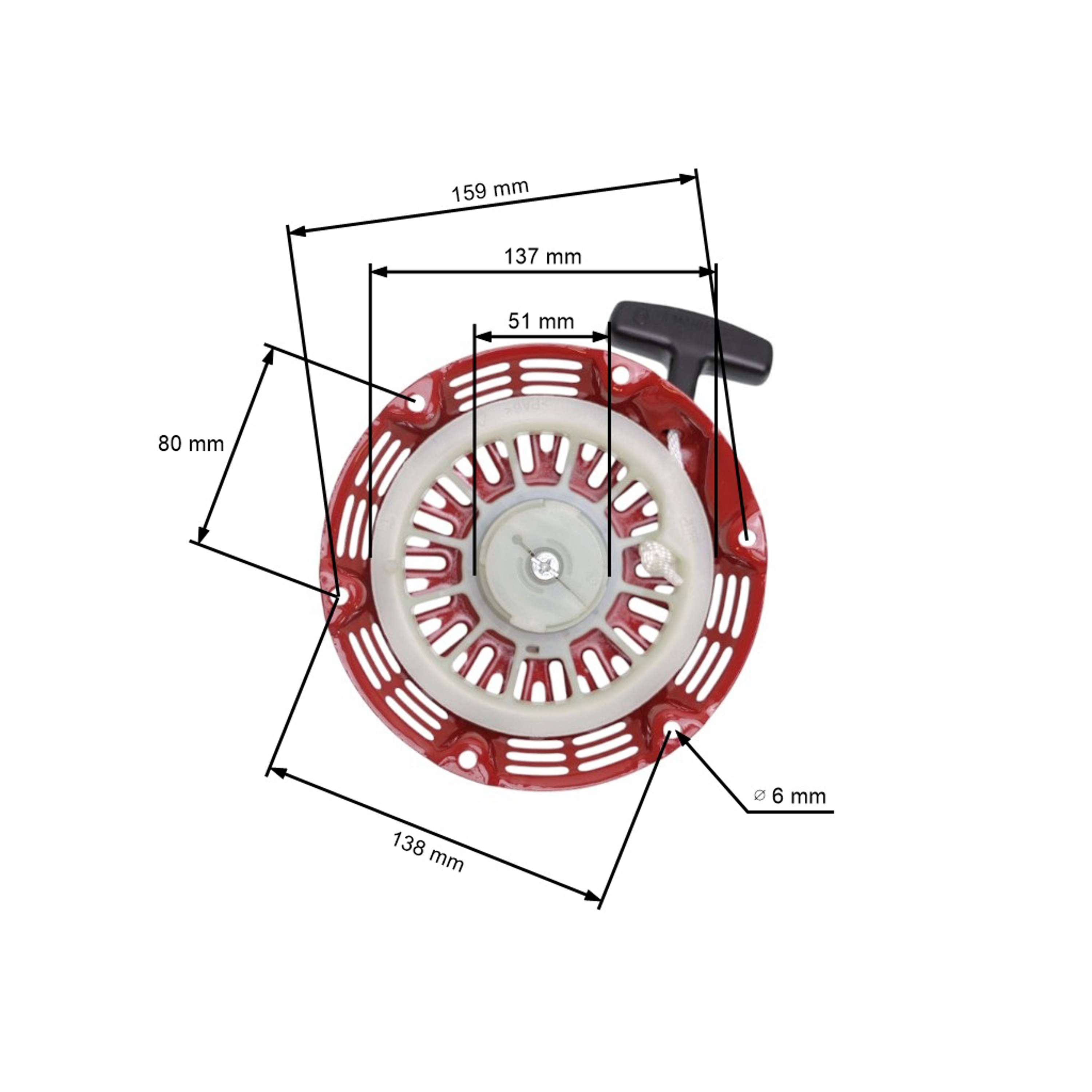 Kompletní startér pro motory Honda GX120 GX160 GX200 výkon 5,5 PS - 6,5 PS (OEM 28400-ZH8-13YA 28400-ZH8-013ZA)