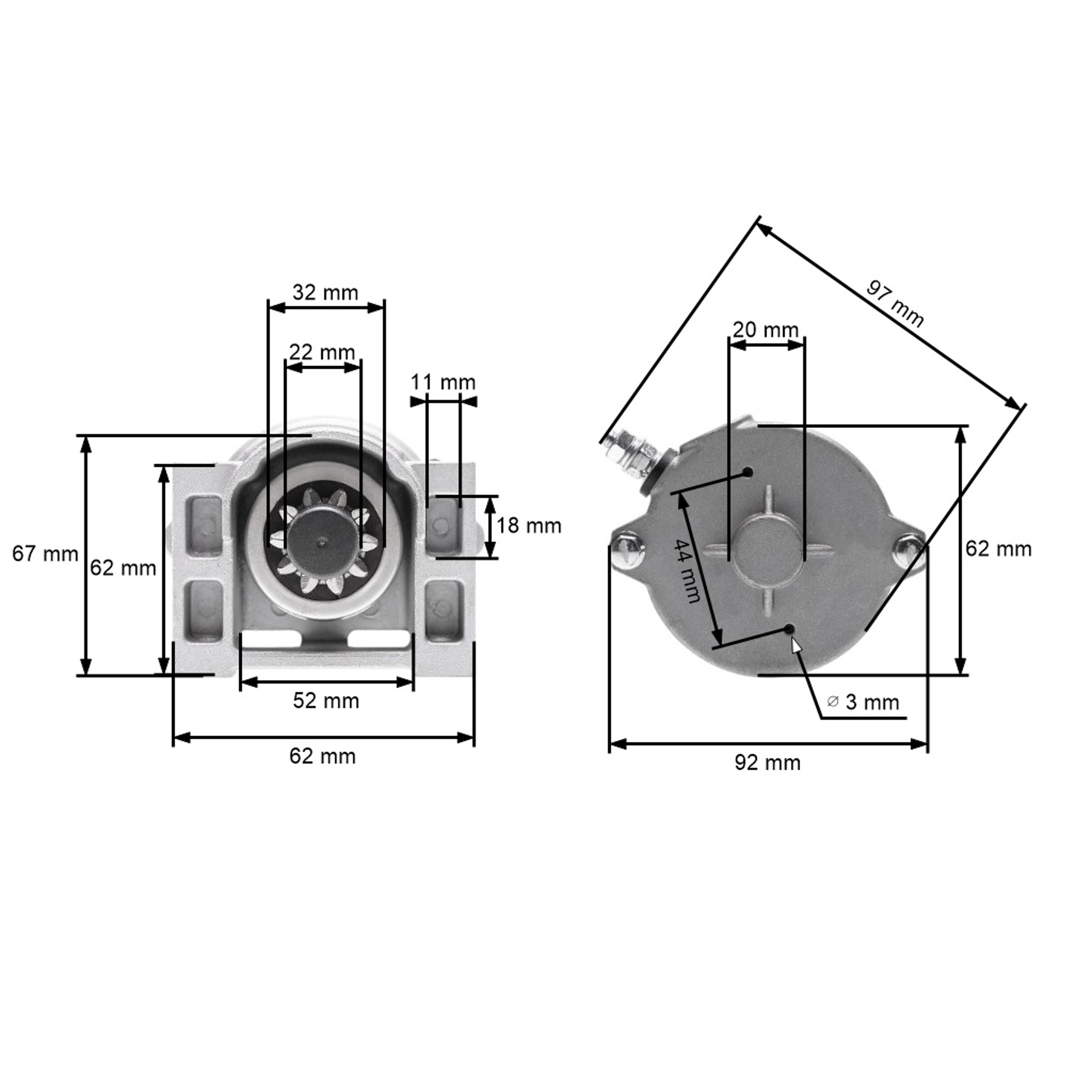 Elektrický startér pro motory Loncin LC2P82F (OEM 270360146-0001)