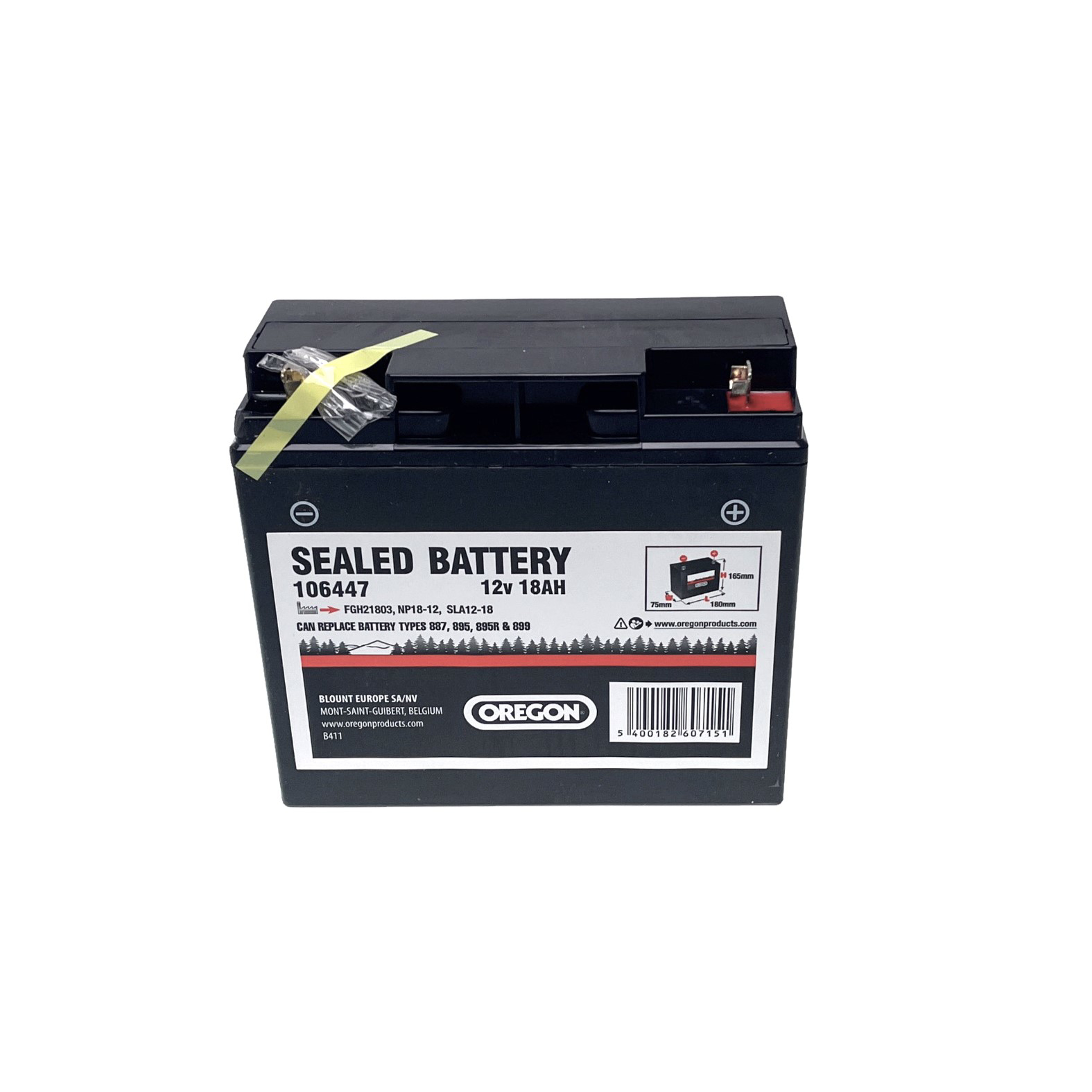 Gelová baterie Oregon 12V 18AH (180 mm x 75 mm x 165 mm) SLA 12-18