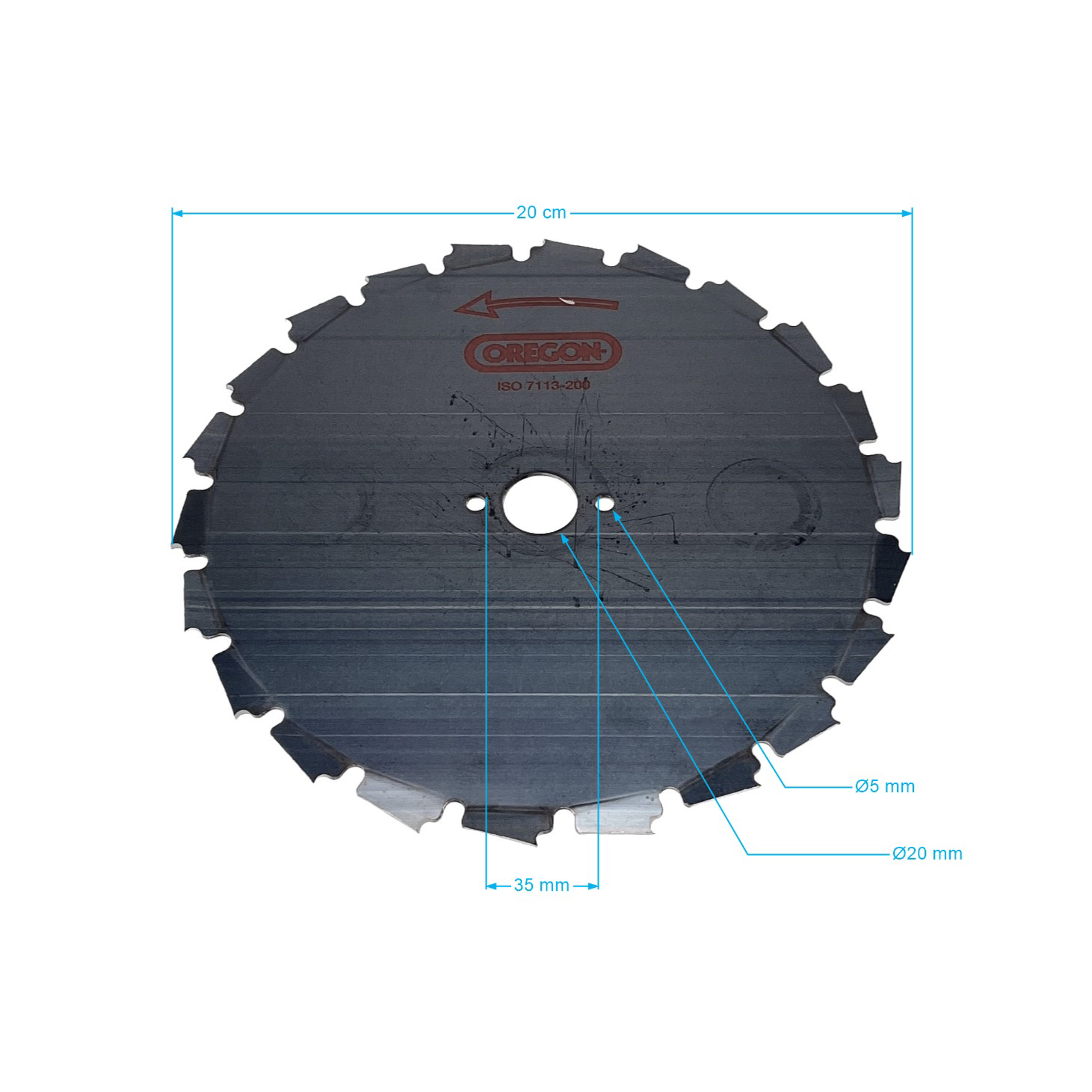 Oregon ocelový nůž EIA 22 zubý 200 mm x 1,5 mm otvor 20 mm pro křovinořezy Stihl