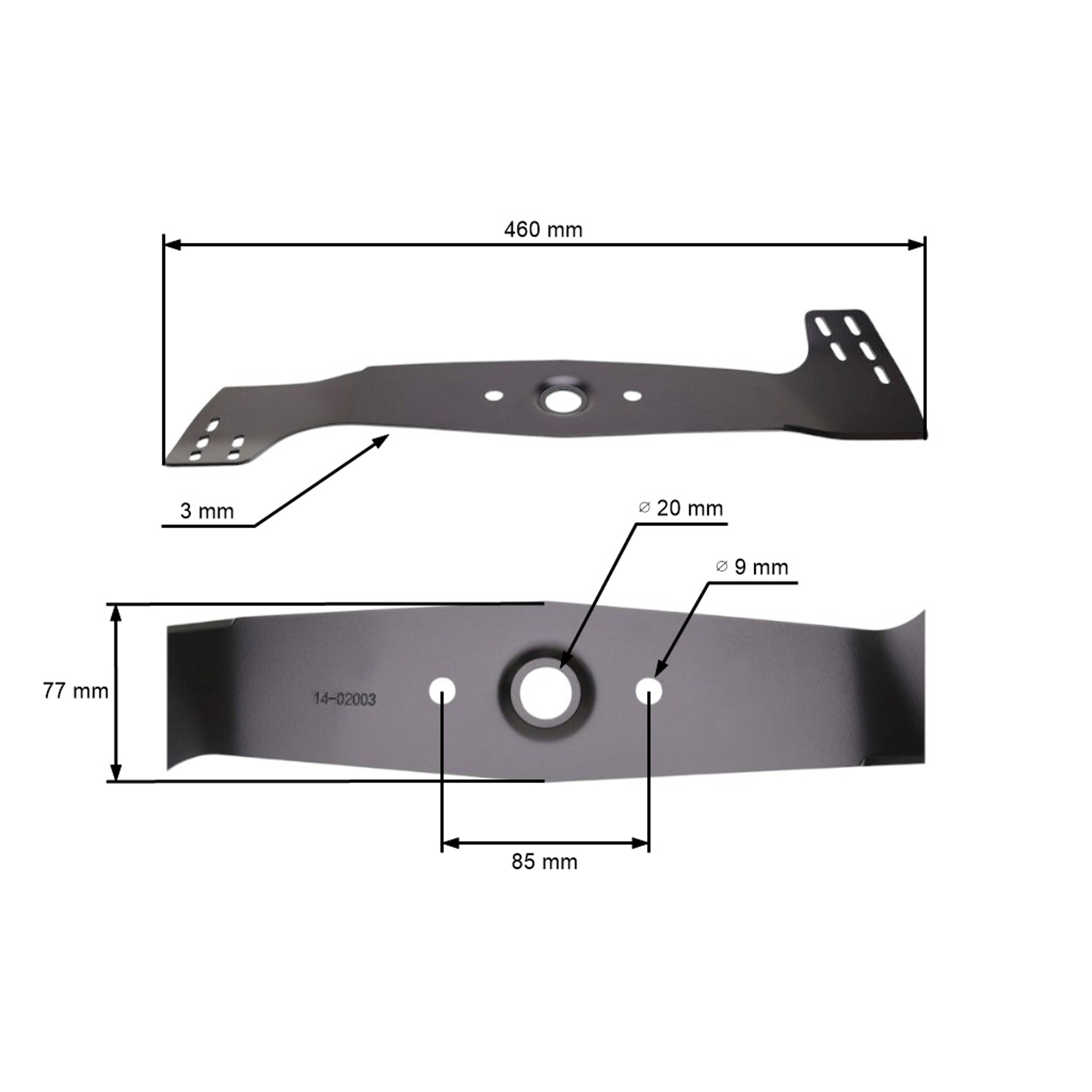 Žací nůž 46 cm (18") pro motorové sekačky Honda ISA 46 ISA 46S ISA 46P HRG 465 C HRG 465 PD HRG 465 C3CSD HRG 465 C3PD (OEM 72511-VH4-000)