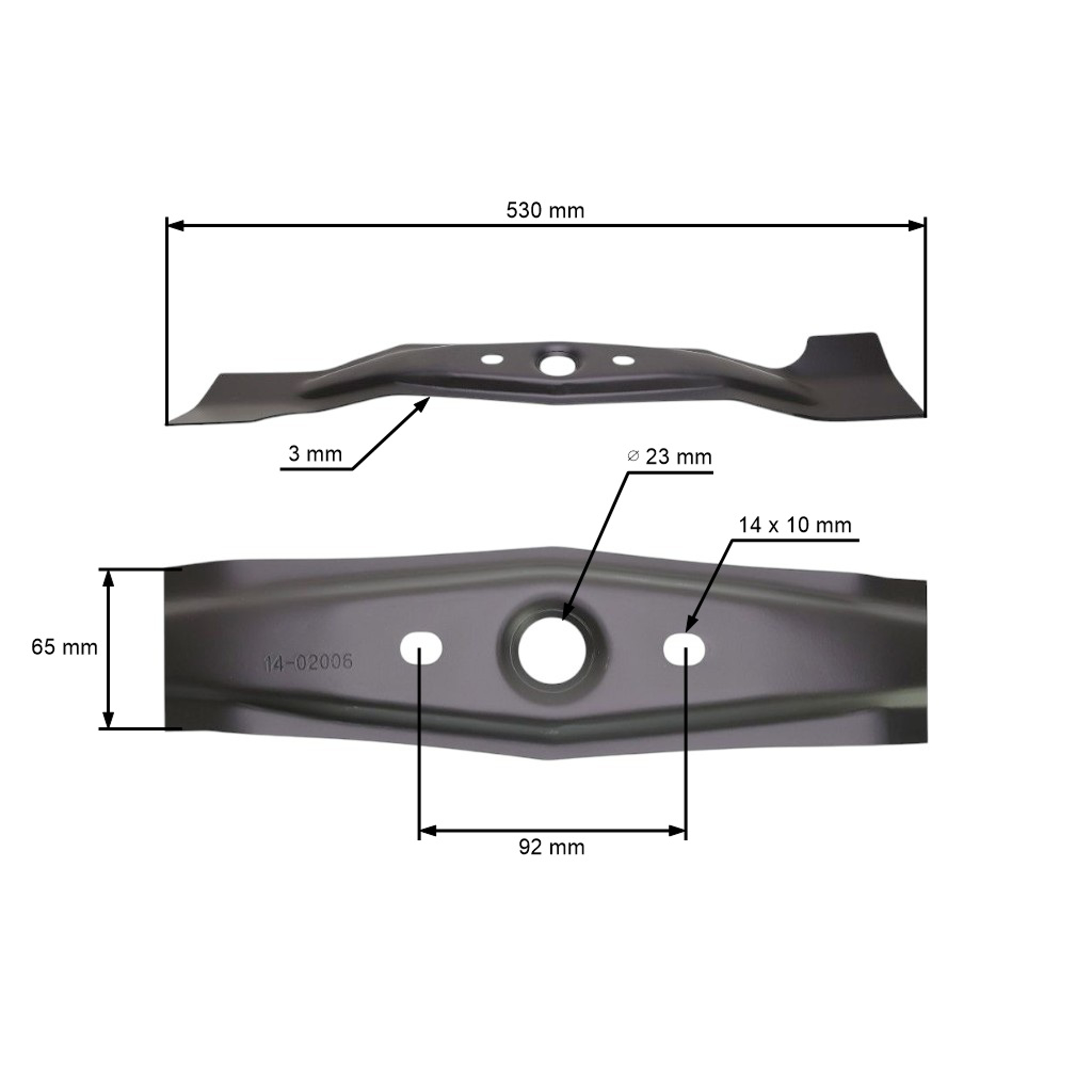 Žací nůž 53 cm (21") pro motorové sekačky Honda HRB535 HRB536 HRD535 HRD536 HRG536C HRH536 HRH536HX IZY53 (OEM 72511-VE1-652 72511-VE1-652)