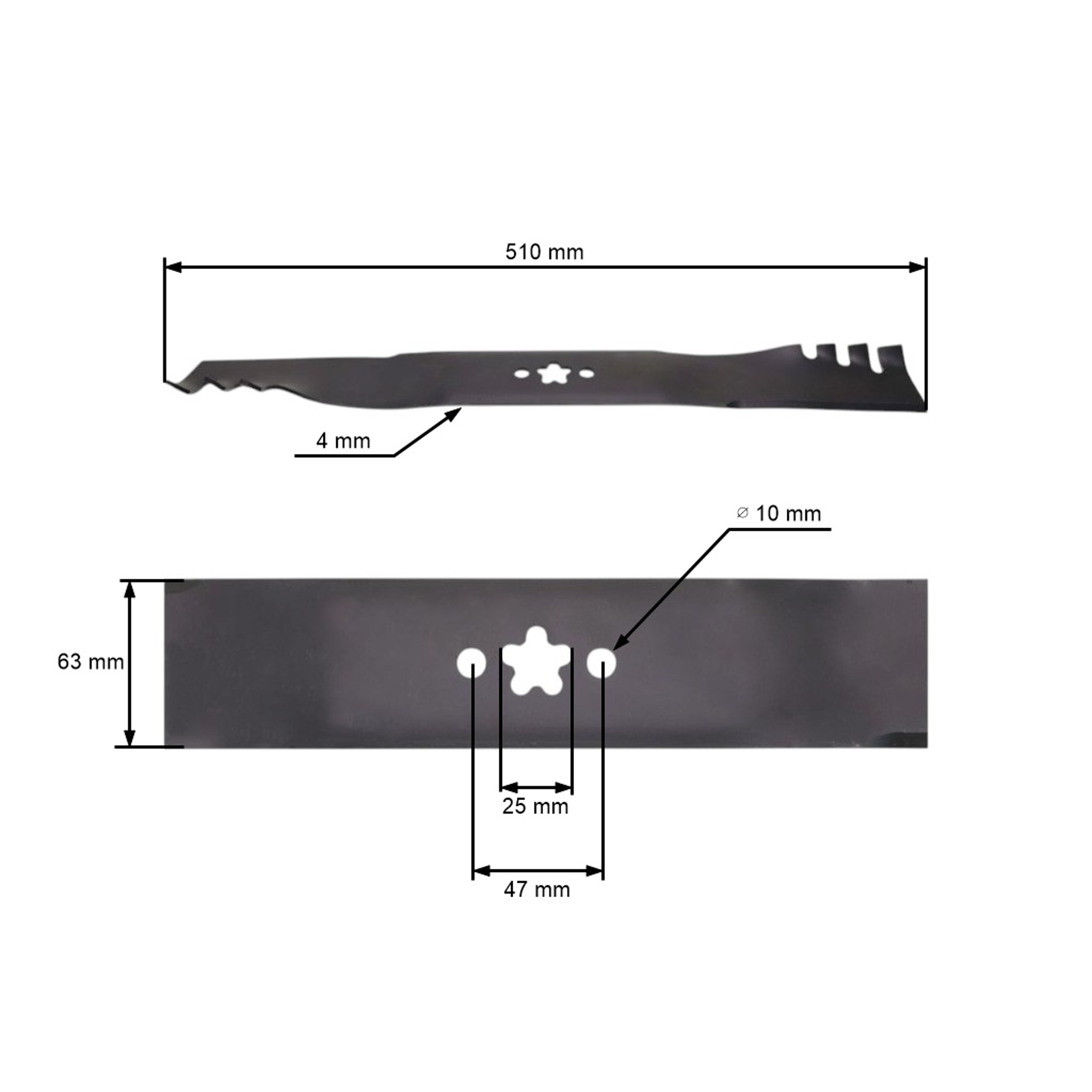 Mulčovací nůž 51 cm (20") pro motorové sekačky Husqvarna Partner McCulloch Poulan Jonsered (OEM 532446784)