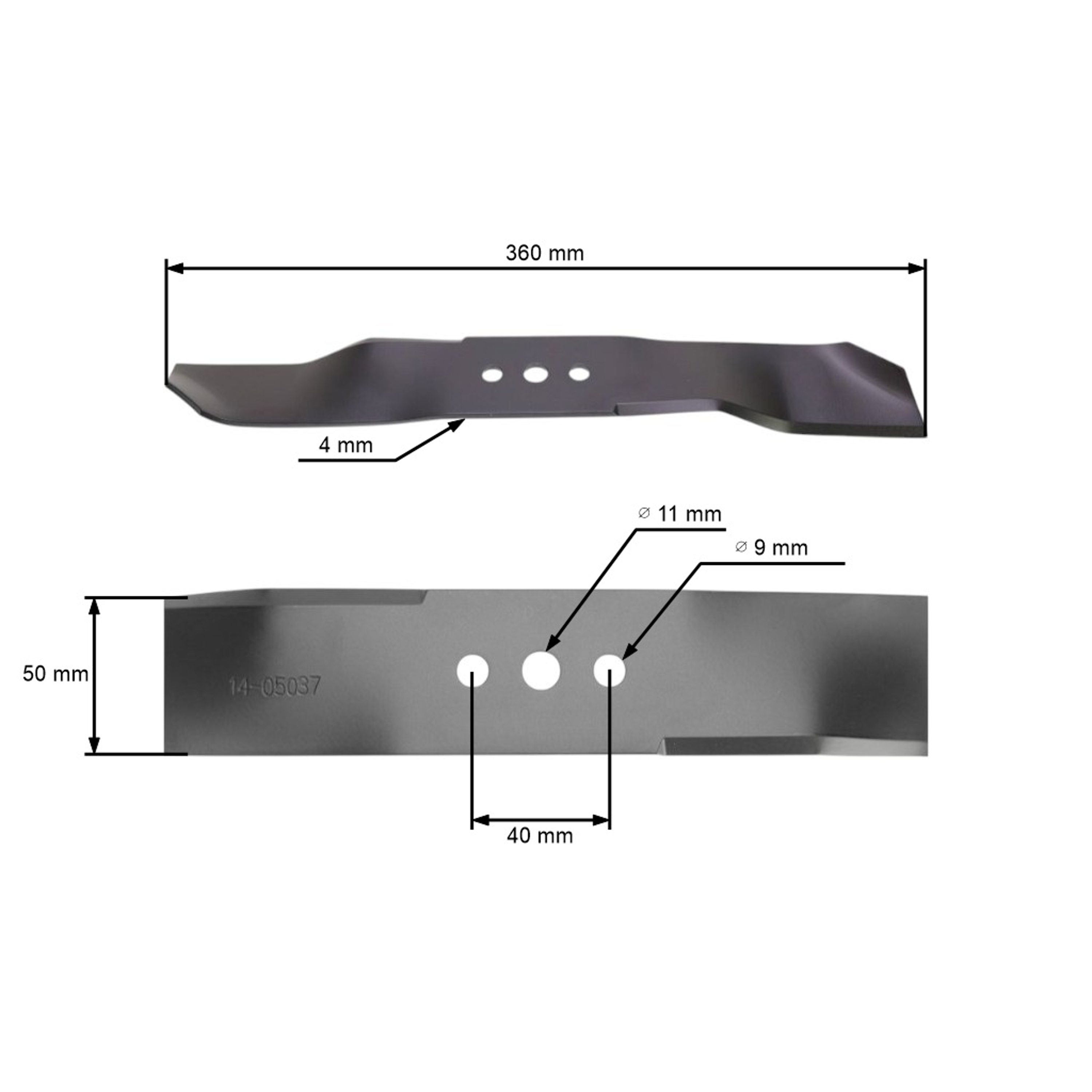 Žací nůž 36 cm (14") pro zahradní traktory a ridery Husqvarna Jonsered (OEM 579652510 505544501 544067701 579652501)