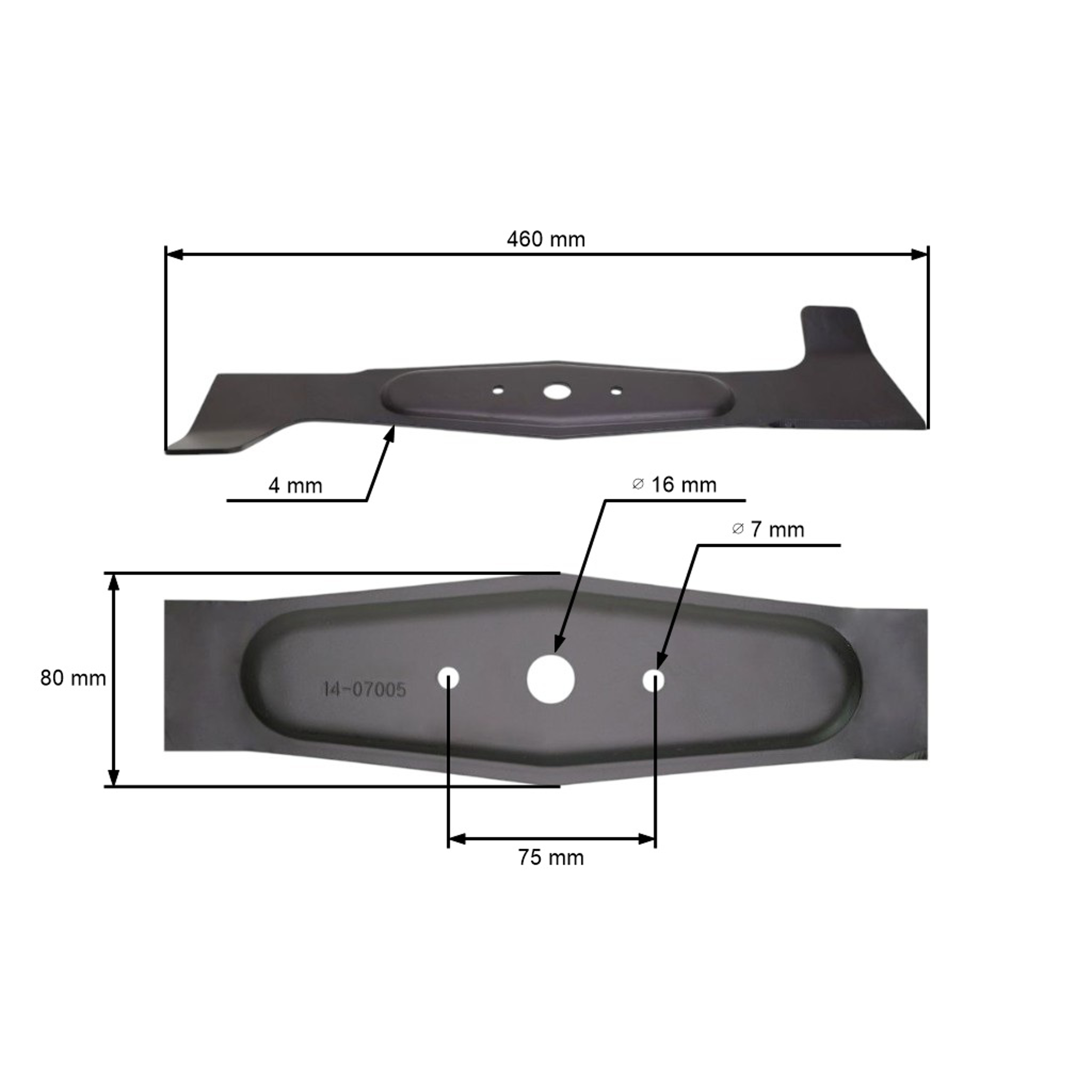 Žací nůž  46 cm (18") levý pro zahradní traktory CEDRUS Challenge AJ 92/16H Oleomac OM92 OM92S (OEM S532050422833)