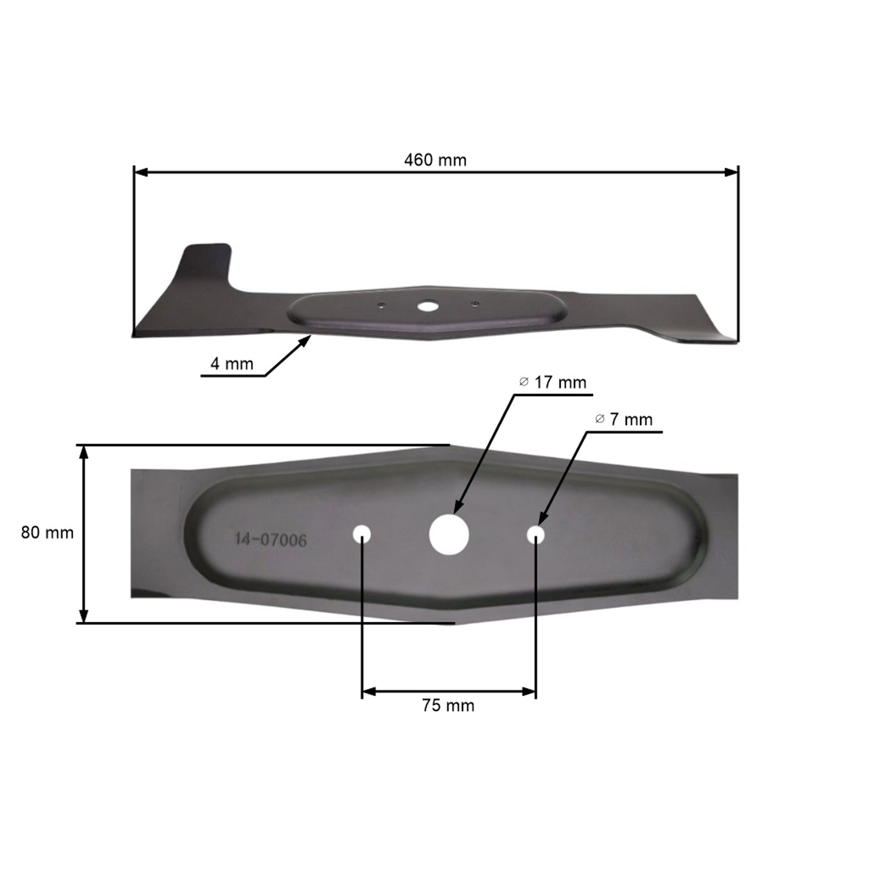 Žací nůž  46 cm (18") pravý pro zahradní traktory CEDRUS Challenge AJ 92/16H Oleomac OM92 OM92S (OEM S532050422833)