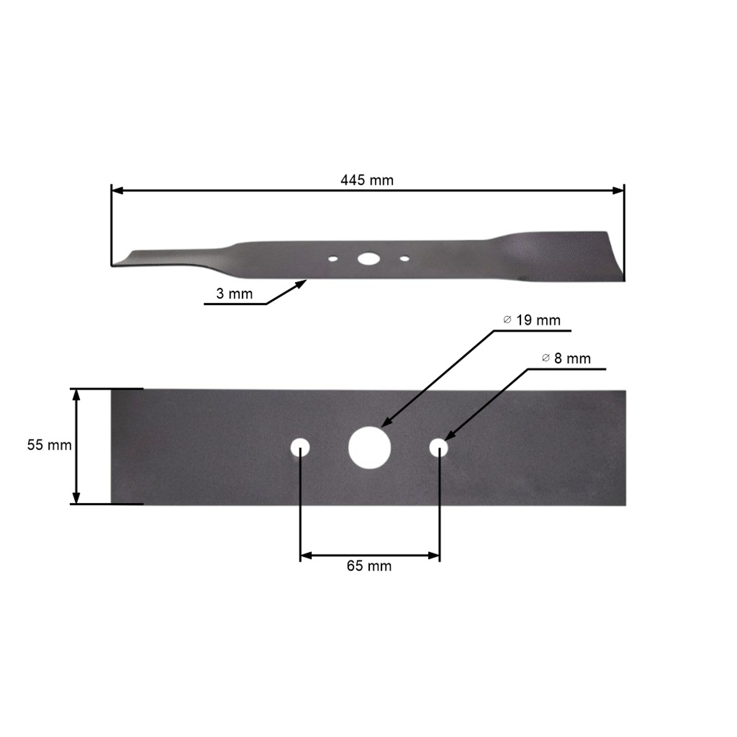 Žací nůž 44,5 cm (17") pro Čínské motorové sekačky a sekačky z hobbymarketů Agroma Megagroup (OEM 270012010)