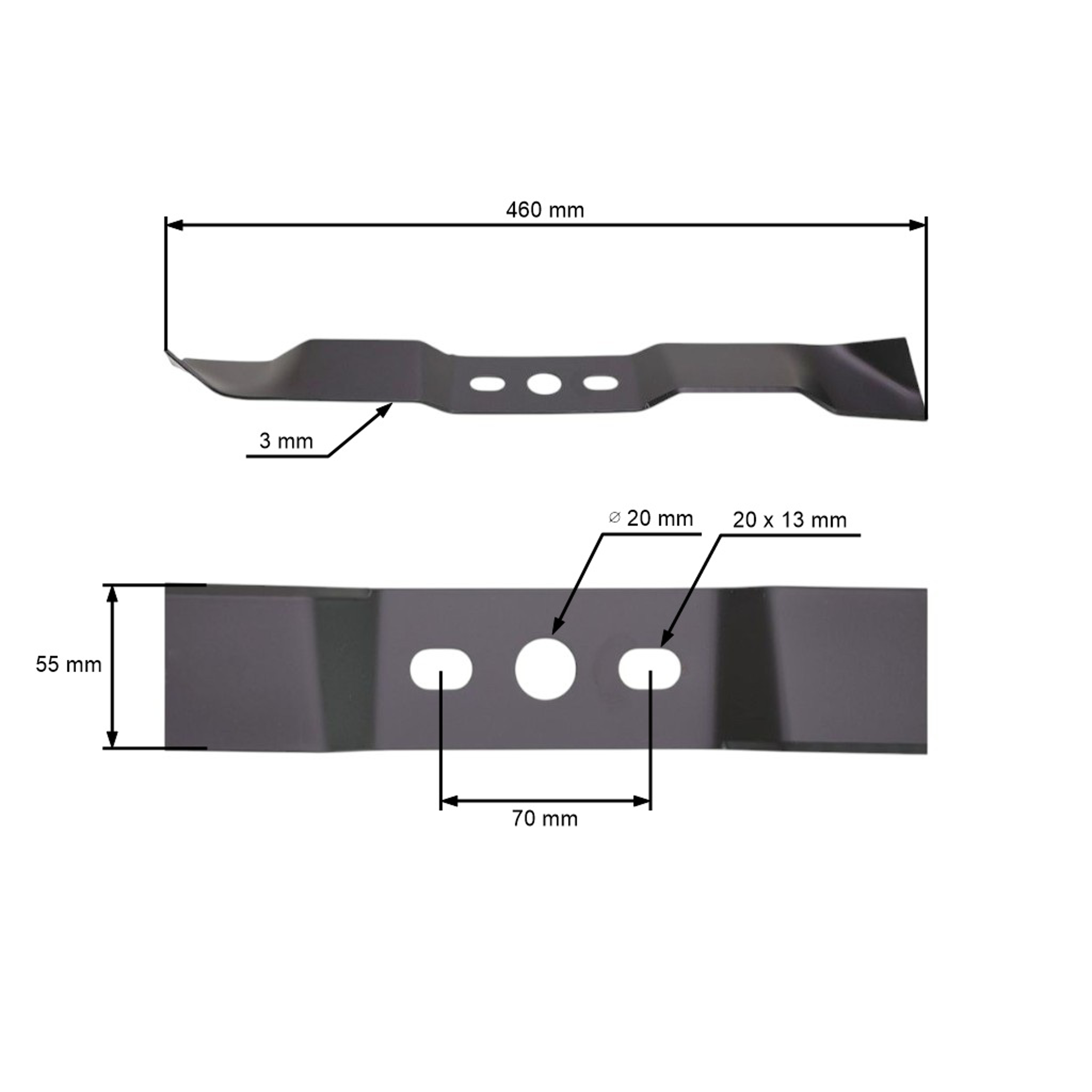 Mulčovací nůž 46 cm (18") pro motorové sekačky AL-KO Alko (OEM 548587 118356 117330 117730 118613 332039 440125 474490)