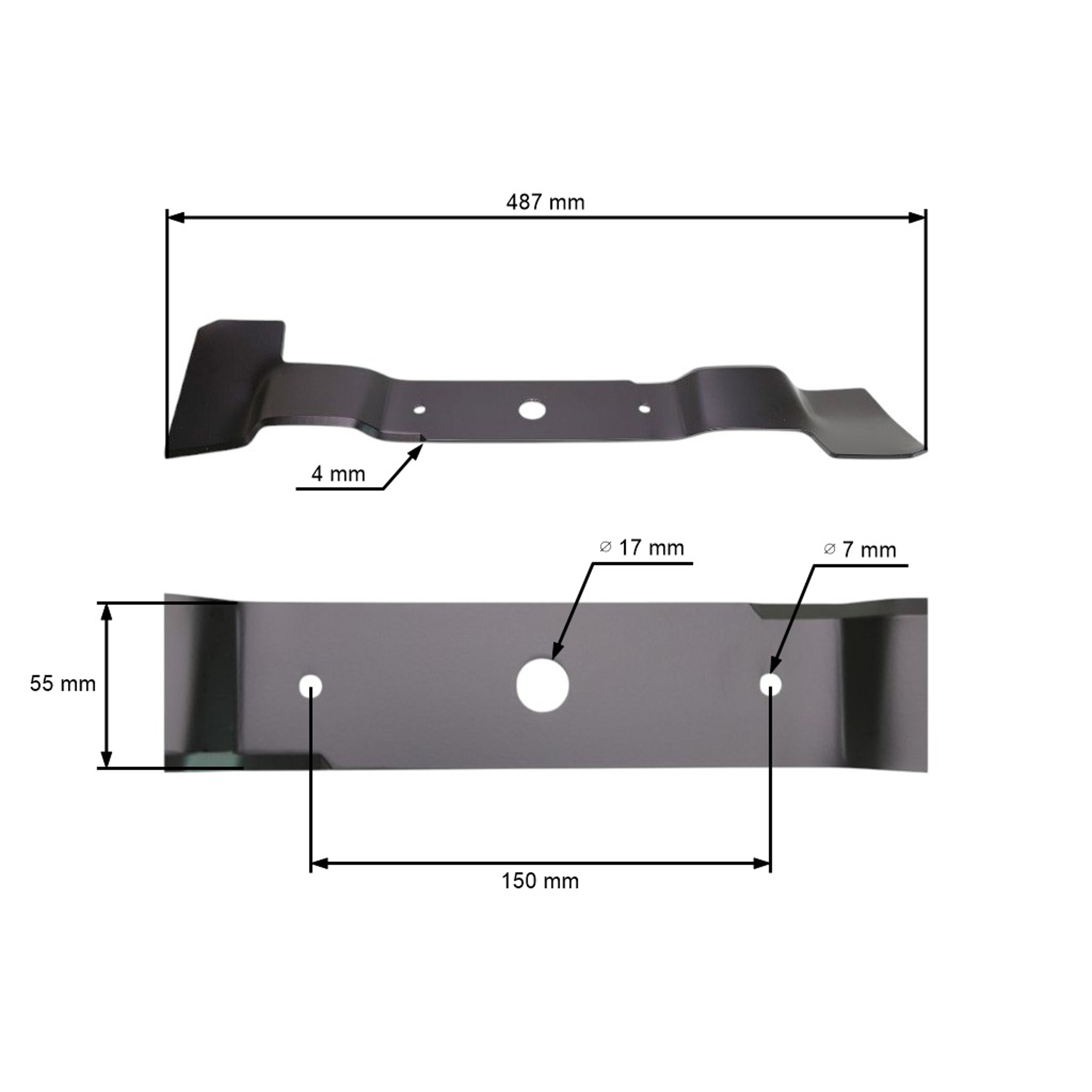 Žací nůž 48,7 cm (19") pravý pro zahradní traktory AL-KO Alko (OEM 461743)