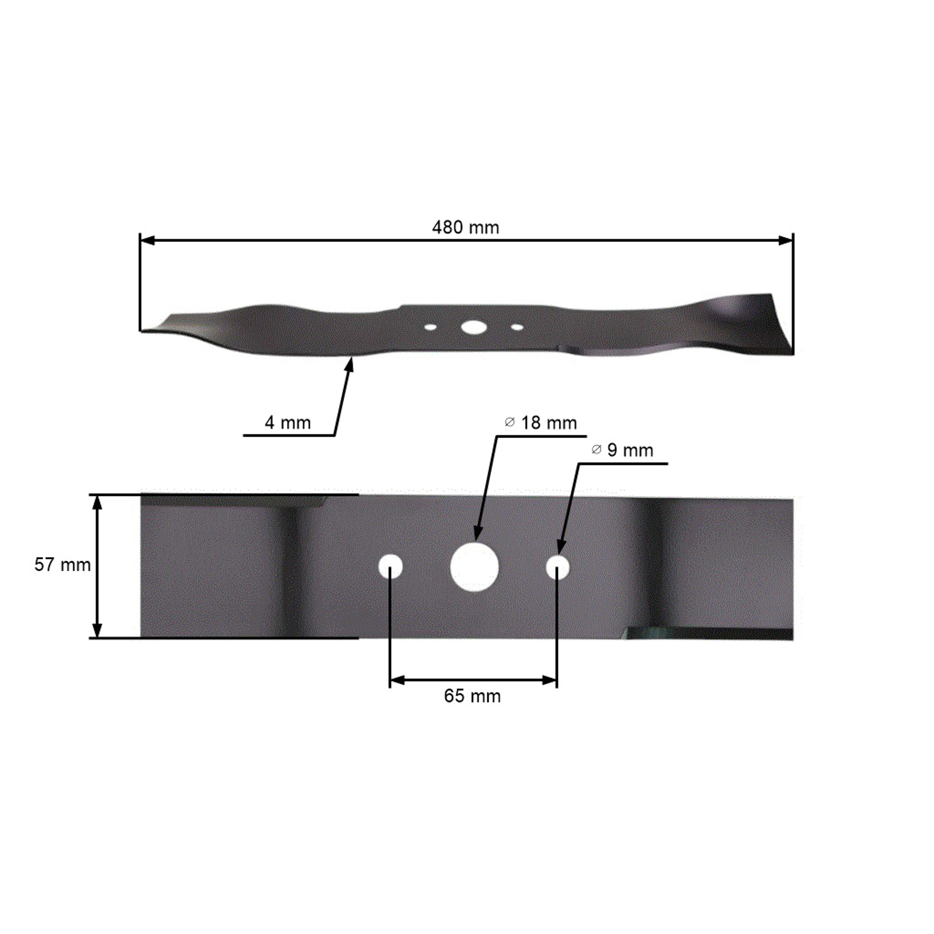 Mulčovací nůž 48 cm (19") pro motorové sekačky Alpina Stiga Castel Garden (OEM 81004366/2 81004395/1 1111-9192-01)