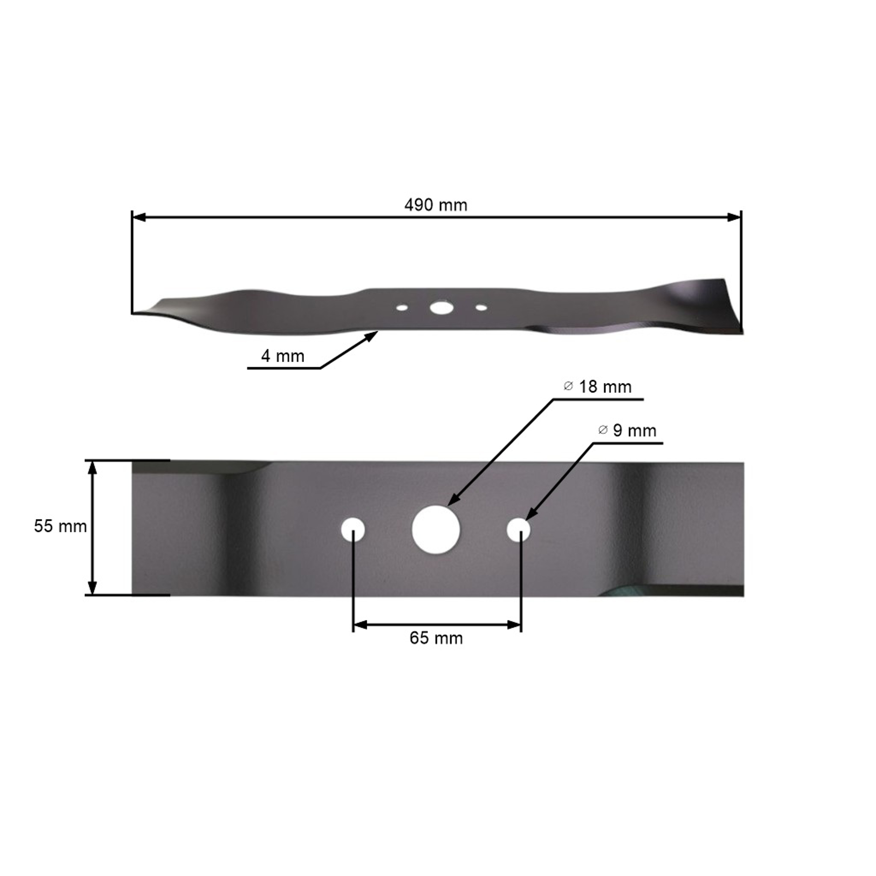 Mulčovací nůž 49 cm (19") pro zahradní traktory Alpina Castel Garden Stiga Iseki Mountfield (OEM 1136-1029-01 82004346/0 18100436/0)
