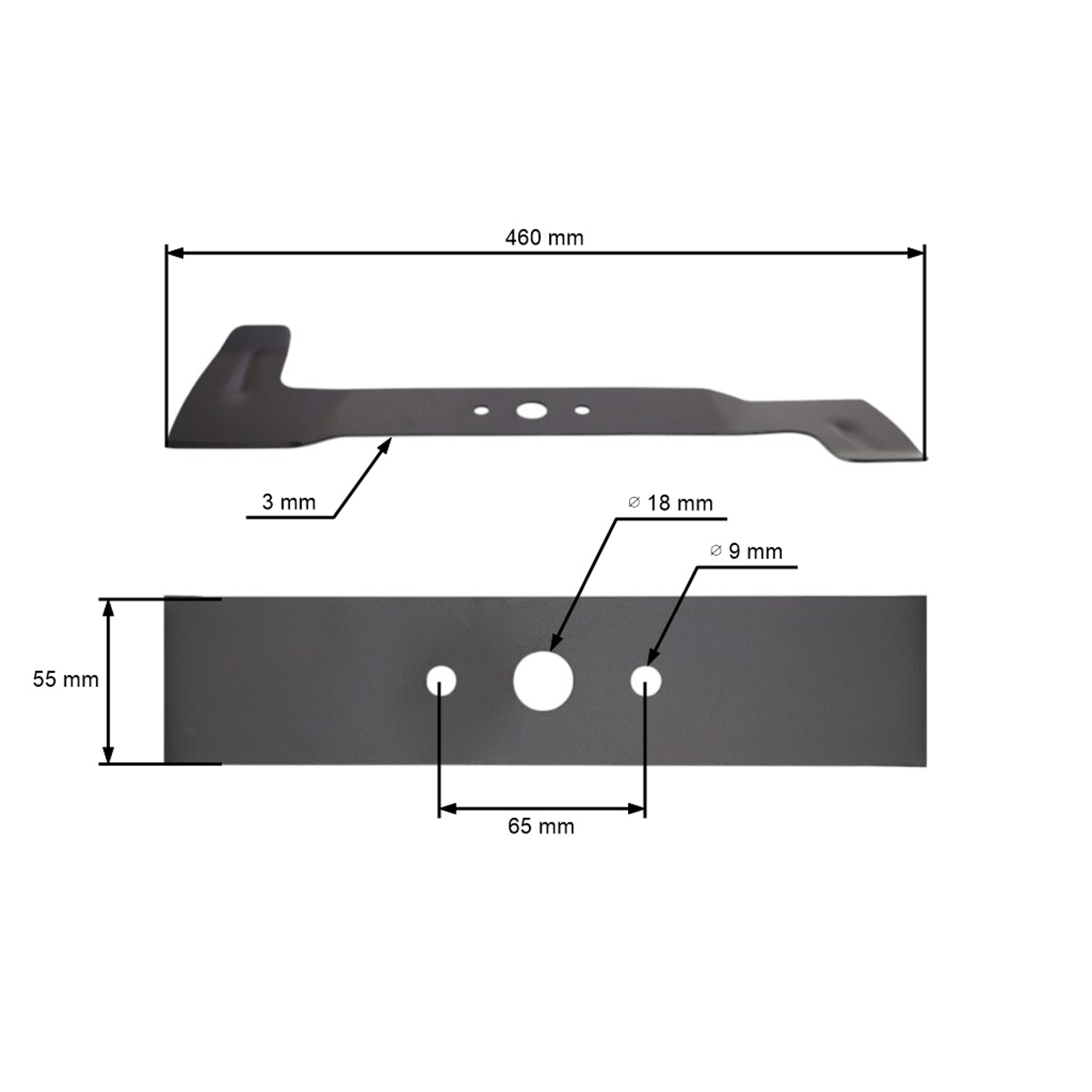 Žací nůž 46 cm (18") pravý pro zahradní traktory Castelgarden (OEM SB82004345/0 1136-0459-01)