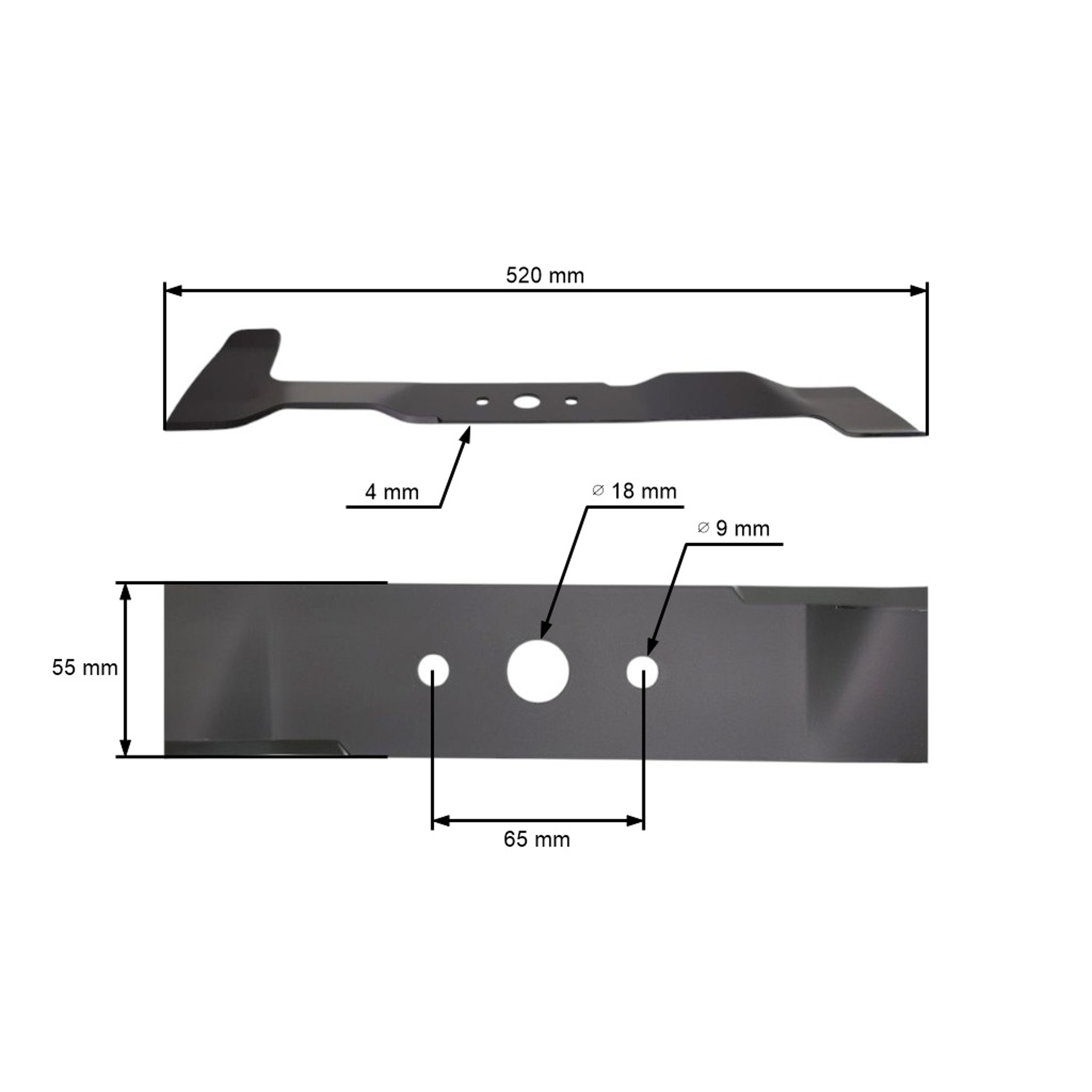 Mulčovací nůž 52 cm (20") pravý pro zahradní traktory Brill Castel Garden Gardena Honda  John Deere Solo Stiga Viking (OEM SB82004348/0 1136-1031-01 6151 702 0106)