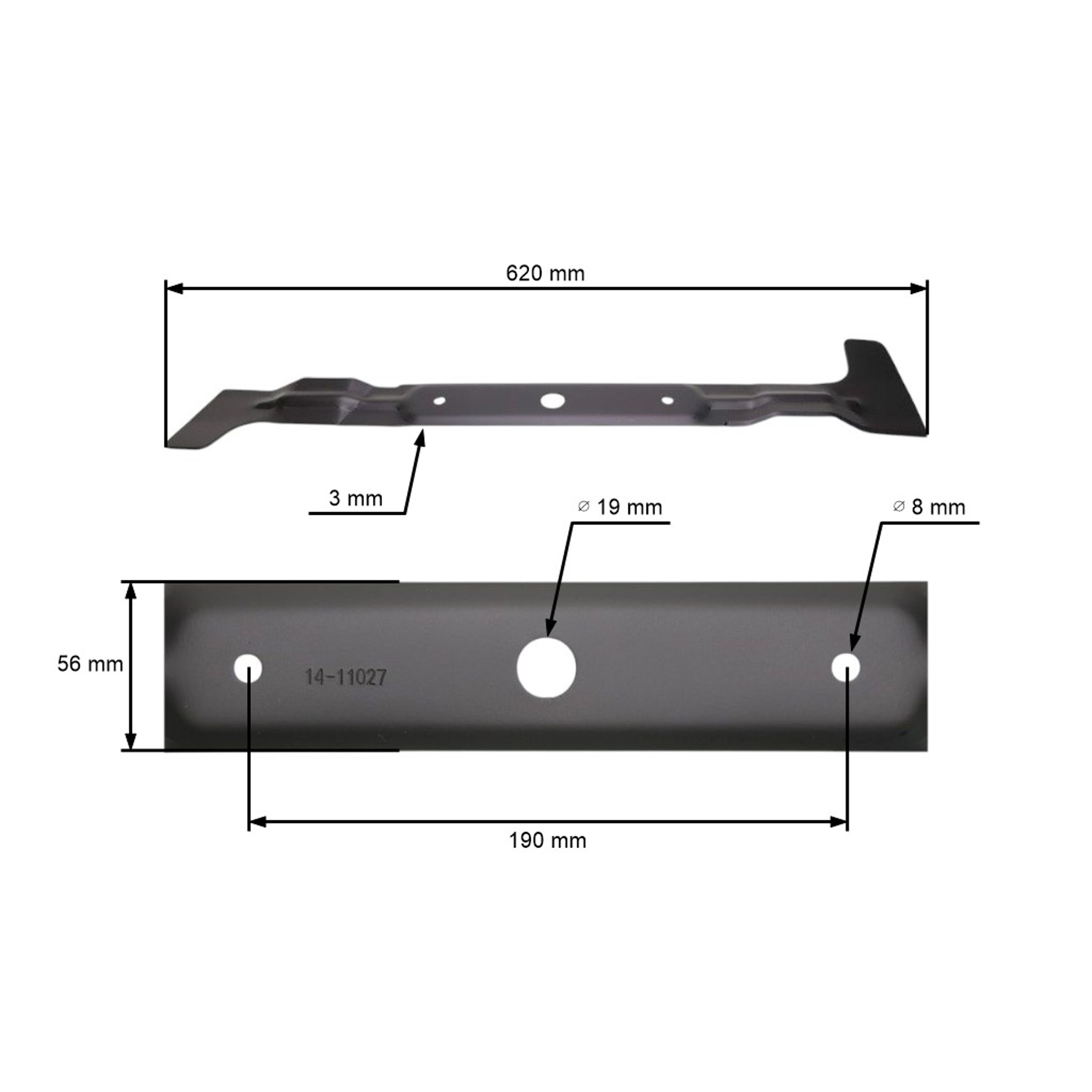 Žací nůž 62 cm (24") pro zahradní traktory Castel Garden Stiga Brill Iseki Varilux Honda Dolmar Viking (OEM 184109501/0 84109501/0 1136-1068-01 1136106801)