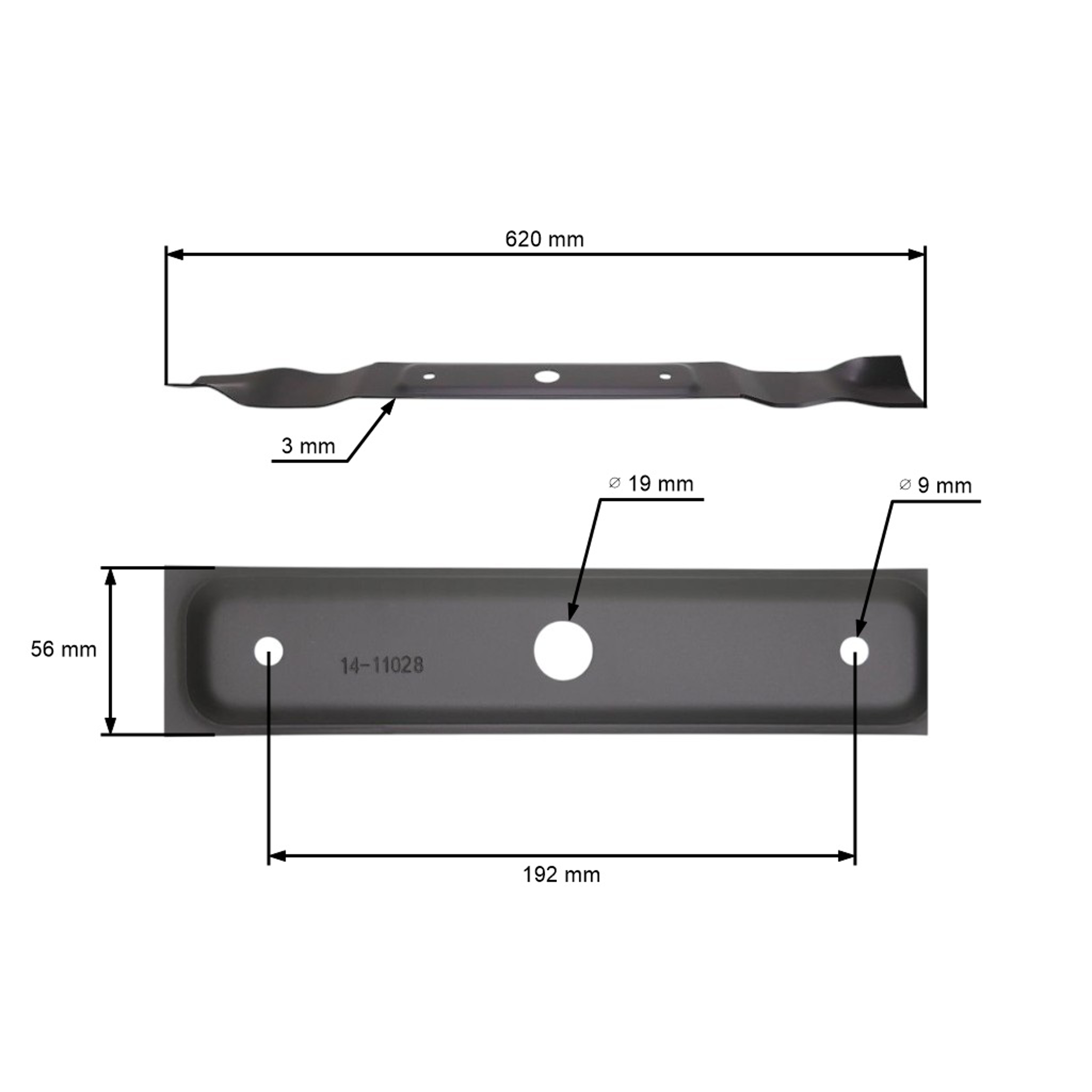 Žací nůž 62 cm (24") pro zahradní traktory Alpina Stiga Variolux Castel Garden Mountfield (OEM 184109504/0 84109504/0 1136-1640-01)