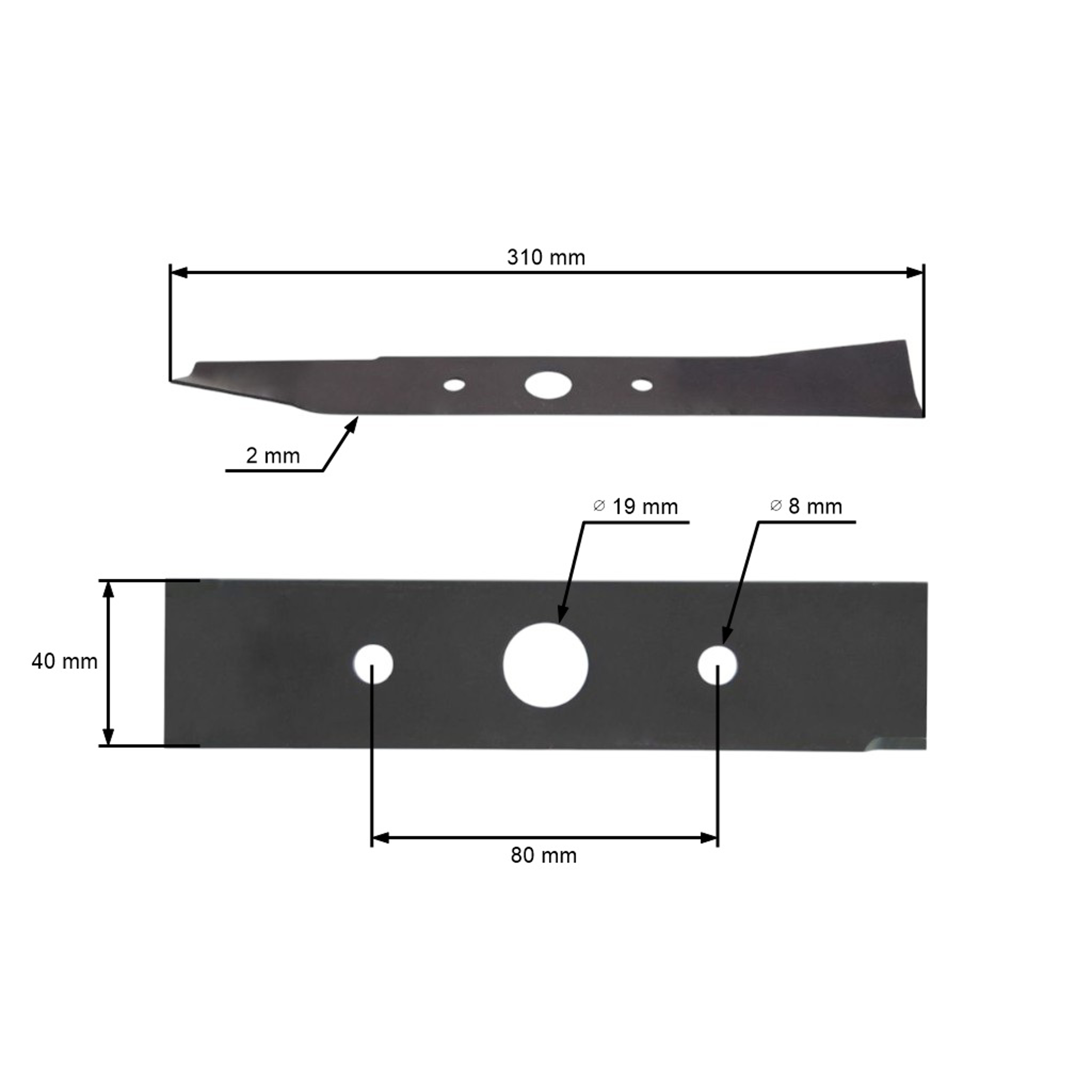 Žací nůž 31 cm (12") pro elektrické sekačky Kabit Irys Einhell Royal 800E Royal 1300E (OEM 3015000)
