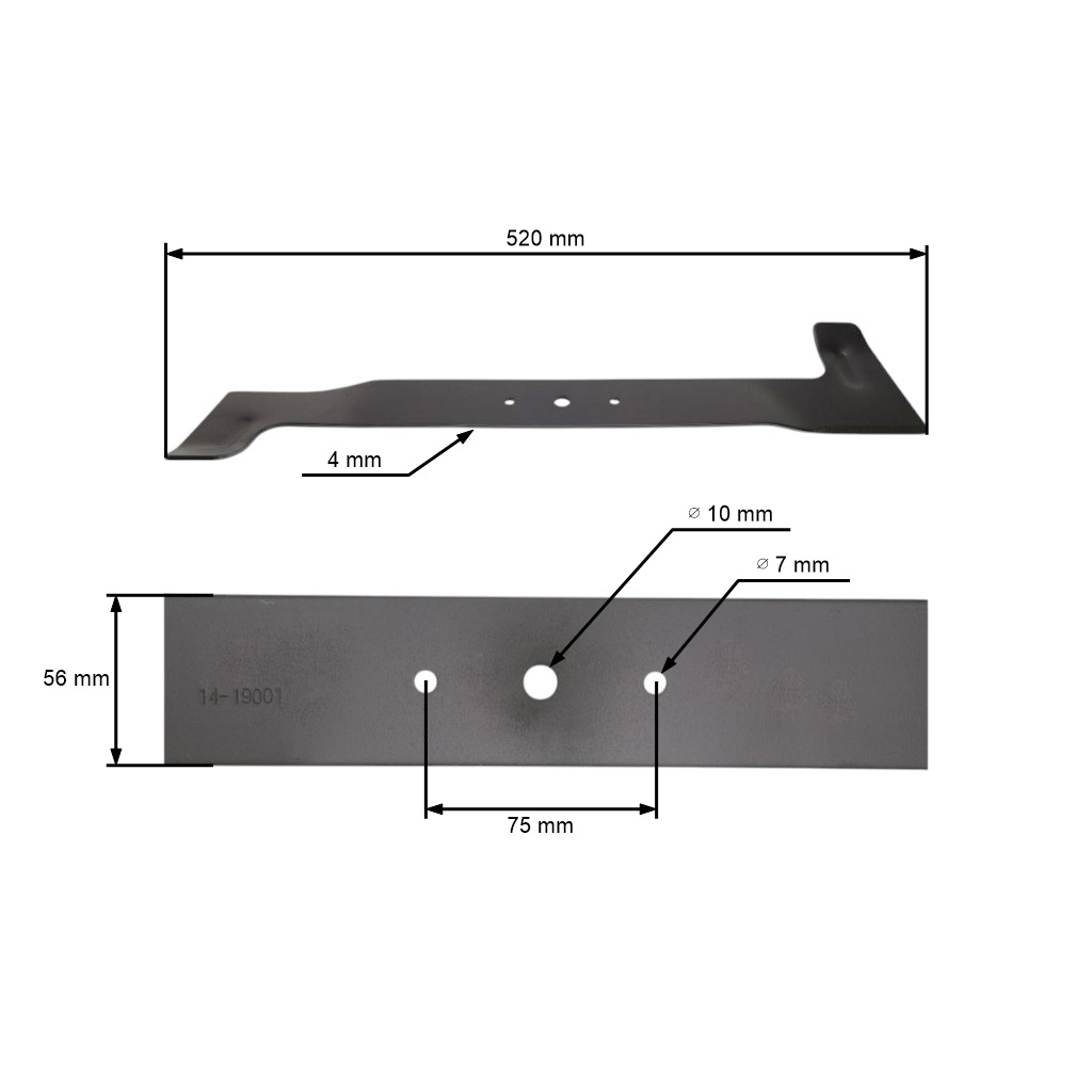 Žací nôž 52 cm (20") ľavý pre záhradné traktory AGS Axxom Oleo-Mac Viking Karsit Starjet Agrojet (OEM 532-0-5042-253-3 SG532050422533 6124 702 0105 050590030)