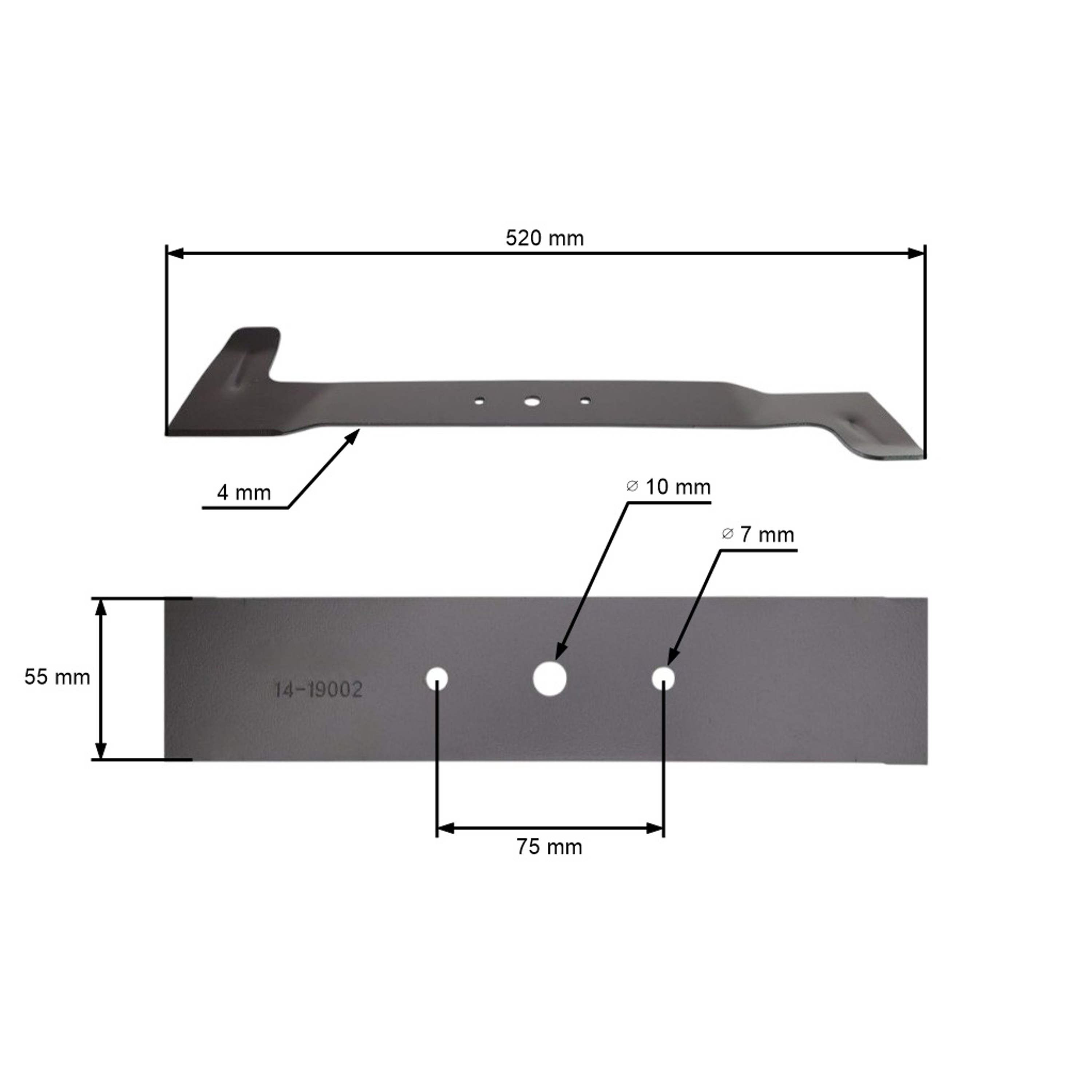 Žací nůž 52 cm (20") pravý pro zahradní traktory Oleo-Mac Viking Karsit Starjet Agrojet (OEM 532-050-422-543 532-0-5042-254-3 SG532050422543 61247020106 050590031)