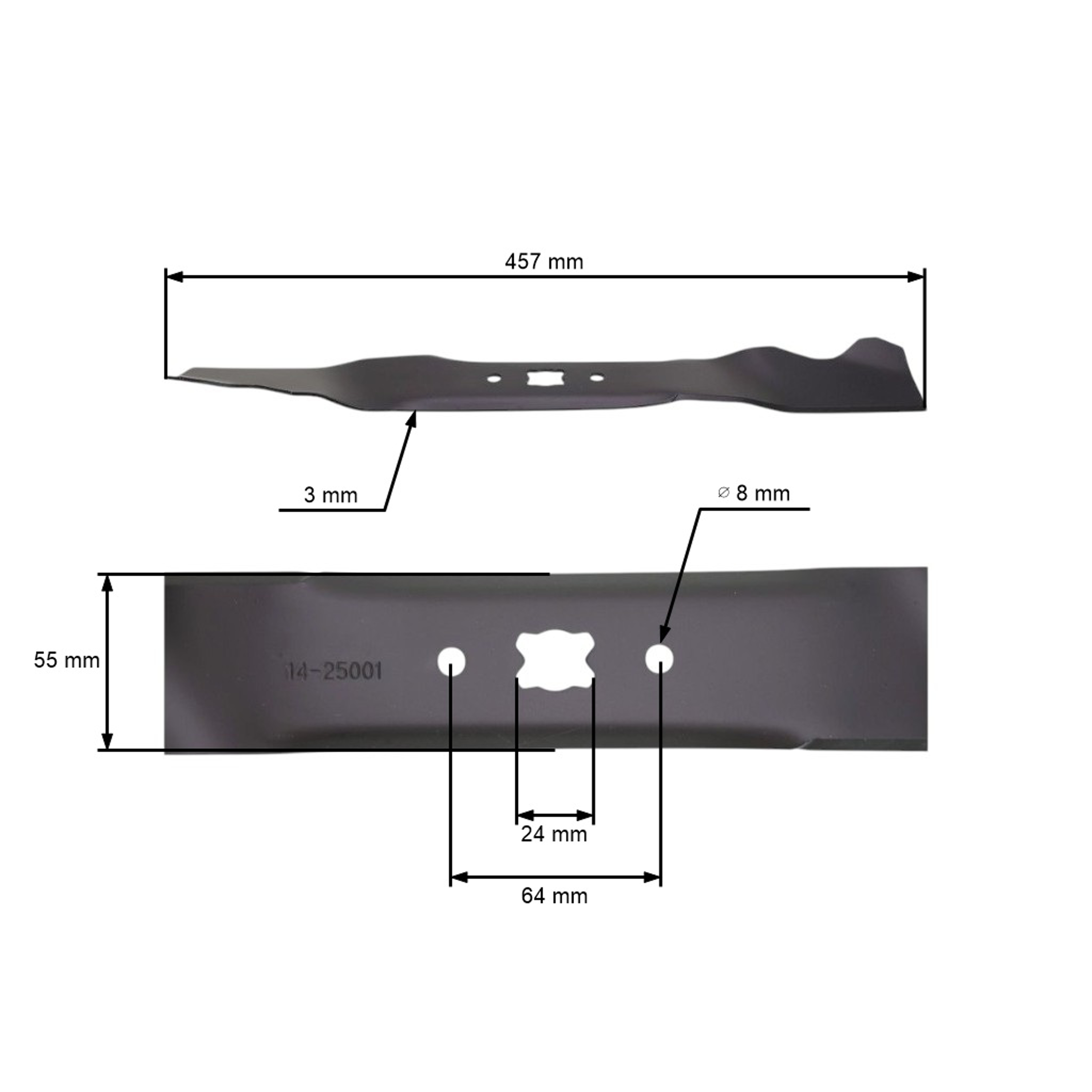 Mulčovací nůž 45,7 cm (18") pro motorové sekačky Black Line Bolens Budget CMI Cub Cadet Gutbrot MTD (OEM 742-0738-637 742-0738 942-0738)