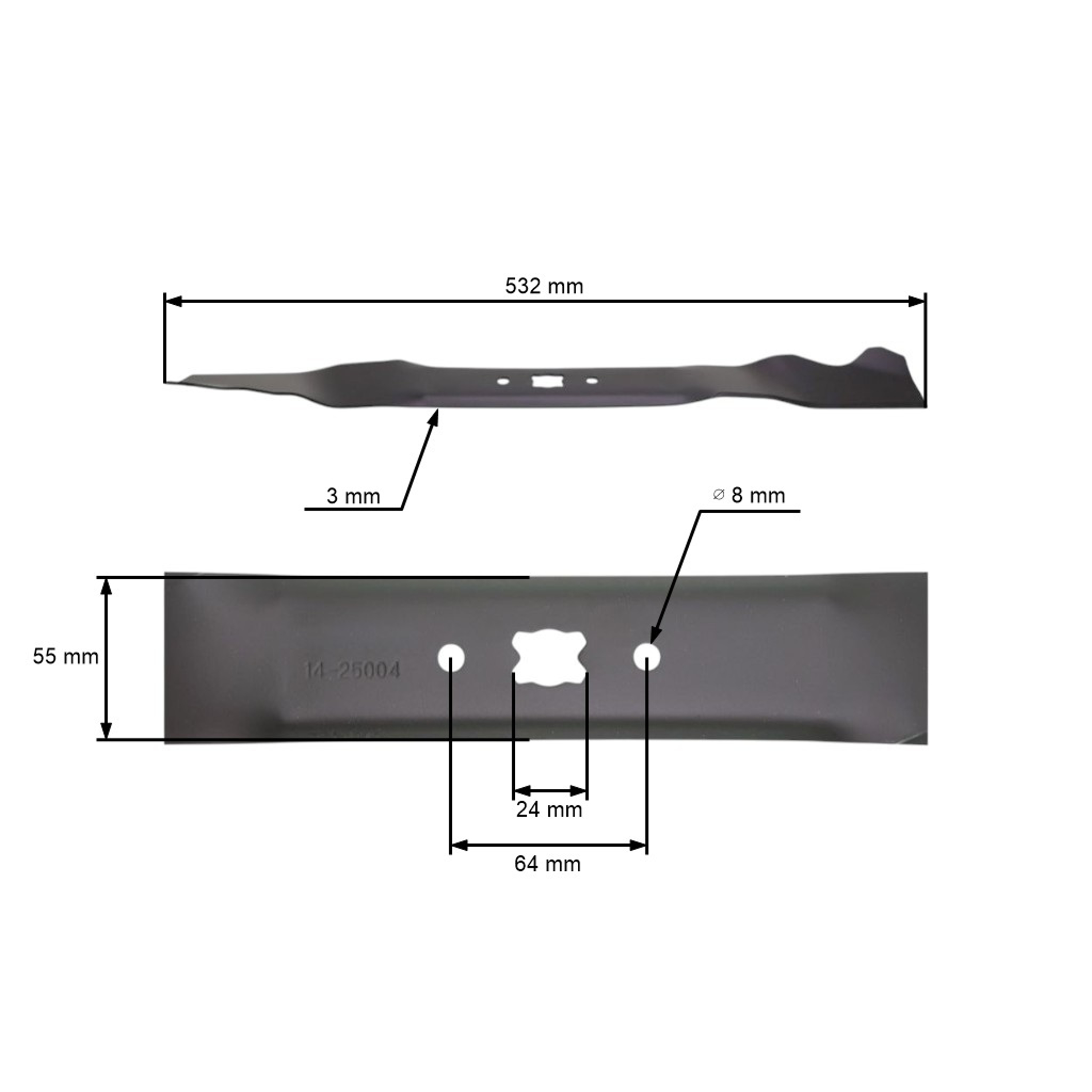 Mulčovací nůž 53,2 cm (21") pro motorové sekačky MTD Cub Cadet Efco Oleo-Mac Fleurelle Mac Allister Troy Bilt Yardman (OEM 742-04100 742-0741 742-0741A)
