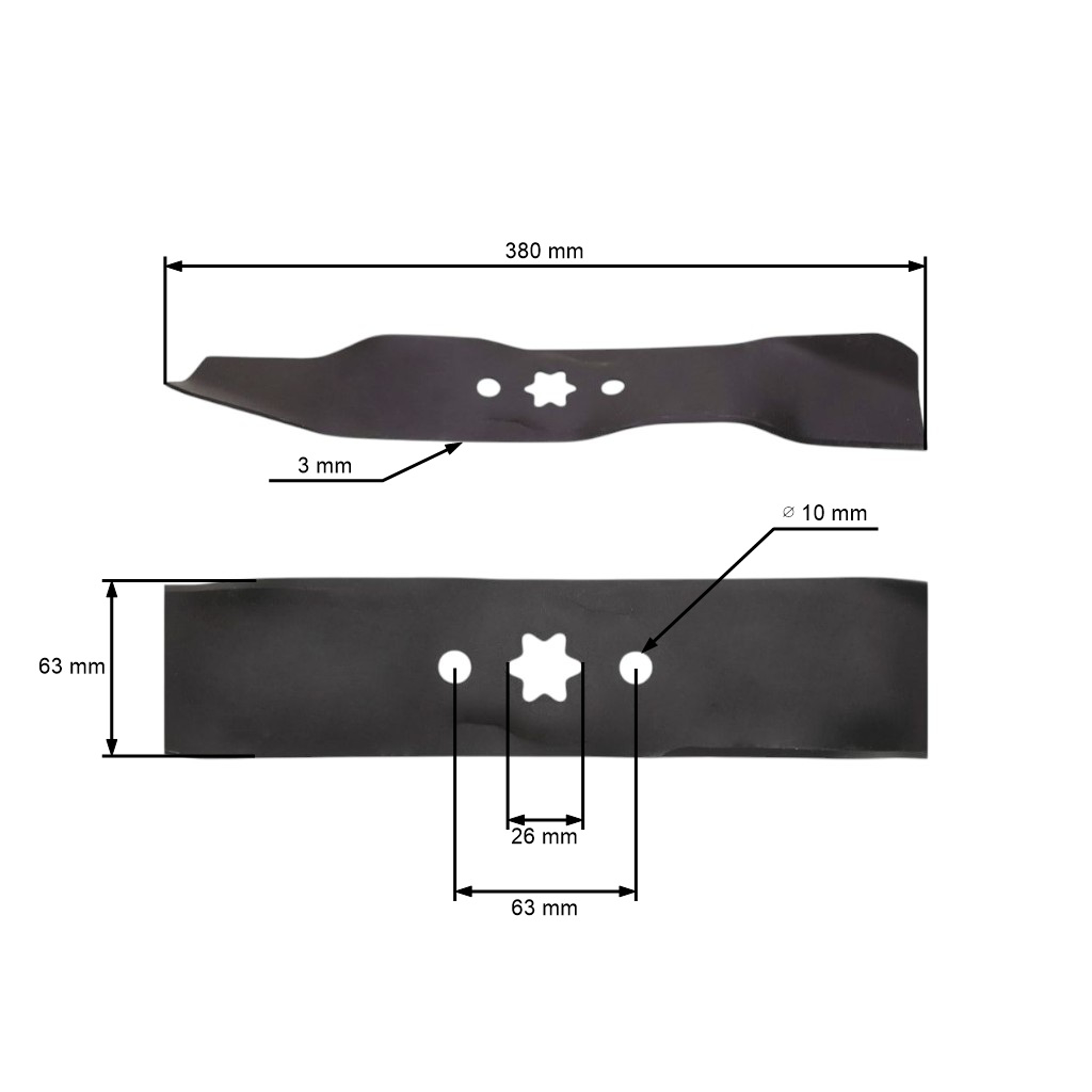 Žací nůž 38 cm (15") pro zahradní traktory MTD Yardman White Gutbrod Bolens (OEM 742-0612 742-0612A 753-0847 (SET) 942-0612)