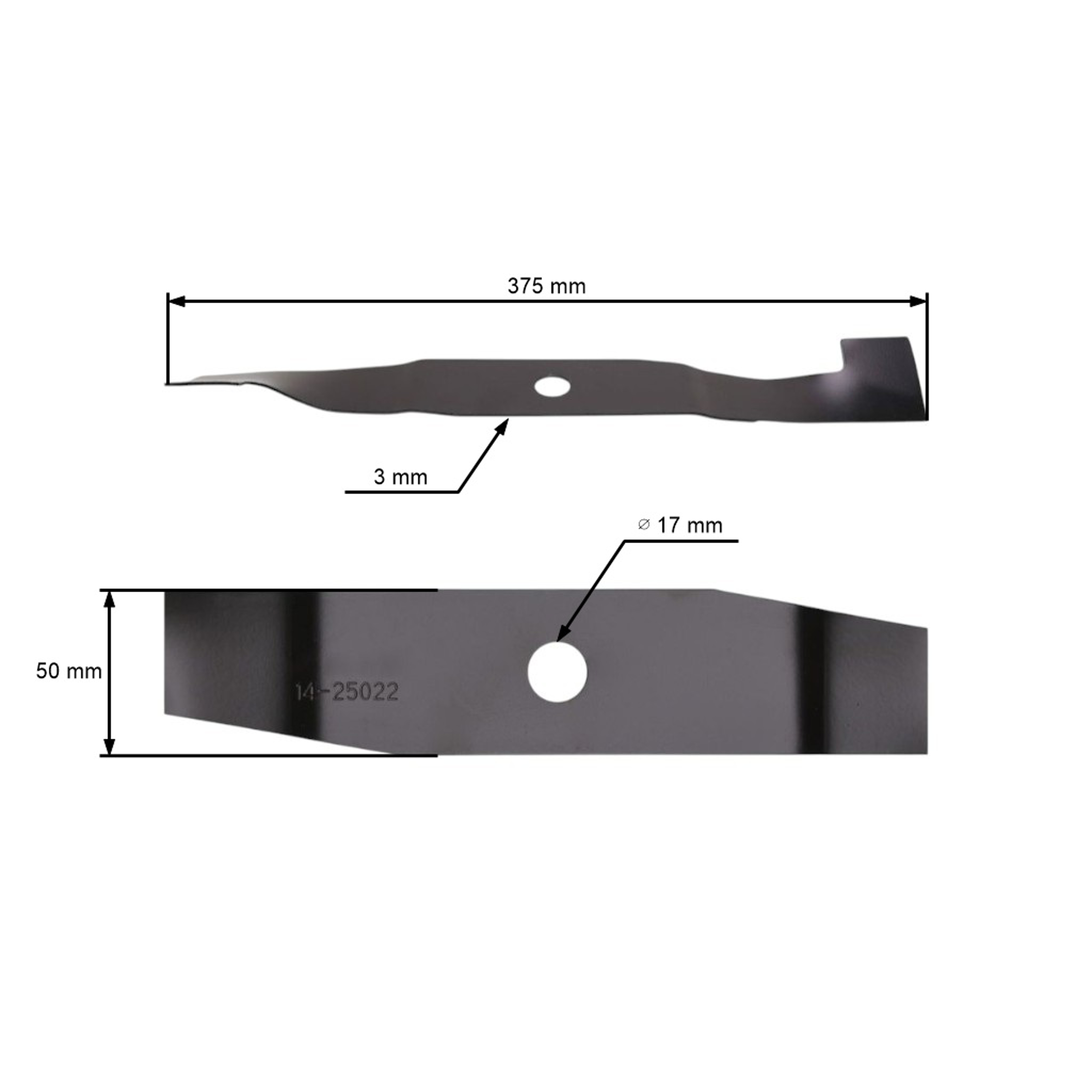 Žací nůž 37,5 cm (15") pro elektrické sekačky MTD Bolens Budget Golf Gutbrod Best Garden Garda CMI O.K Toom (OEM 742-0835 913-0801)