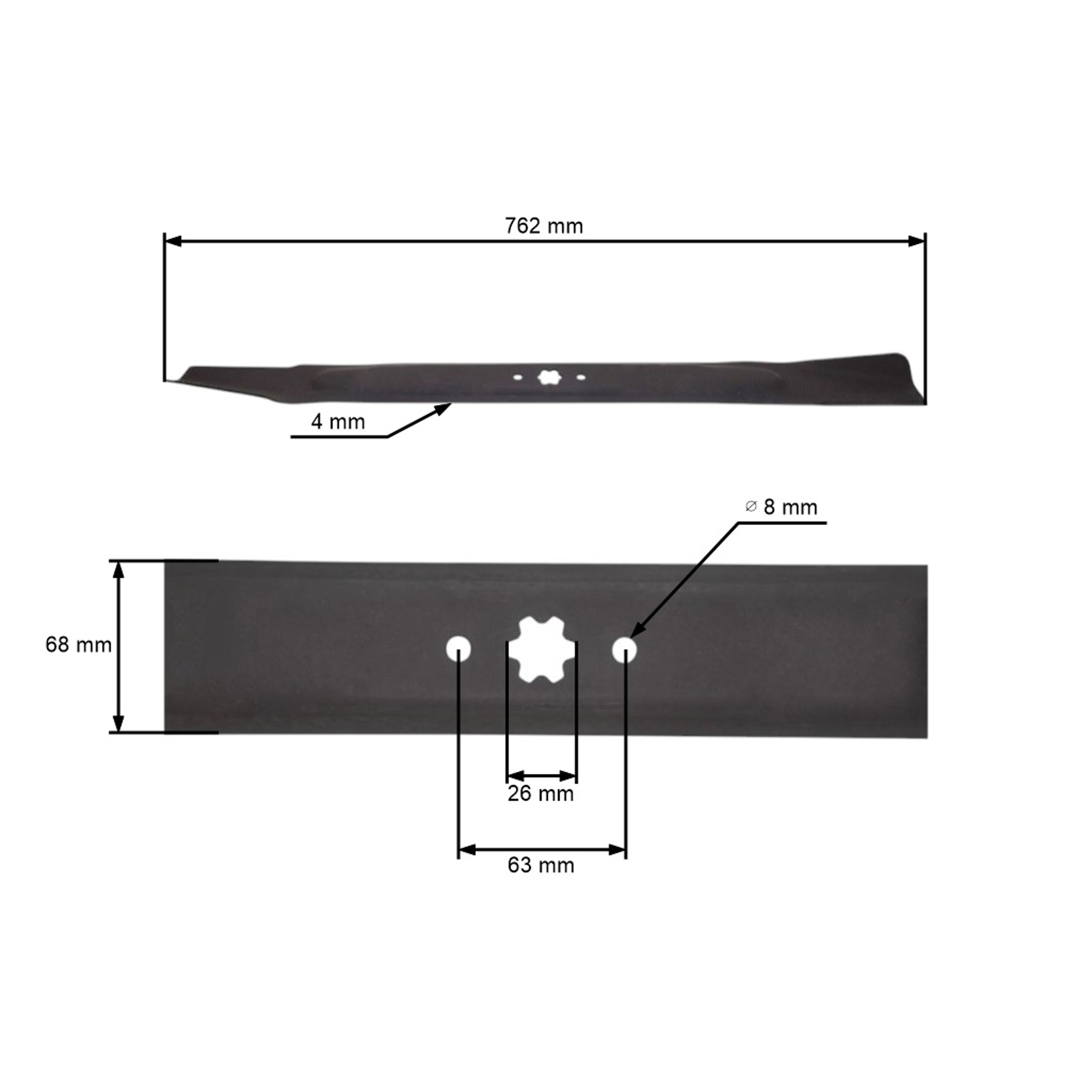 Žací nůž 76,2 cm (30") pro zahradní traktory MTD Brill Cub Cadet Efco Oleo-Mac Fleurelle Golf Gutbrod Wolf Yardman (OEM 742-04058 942-0609 942-0609C 942-04058)