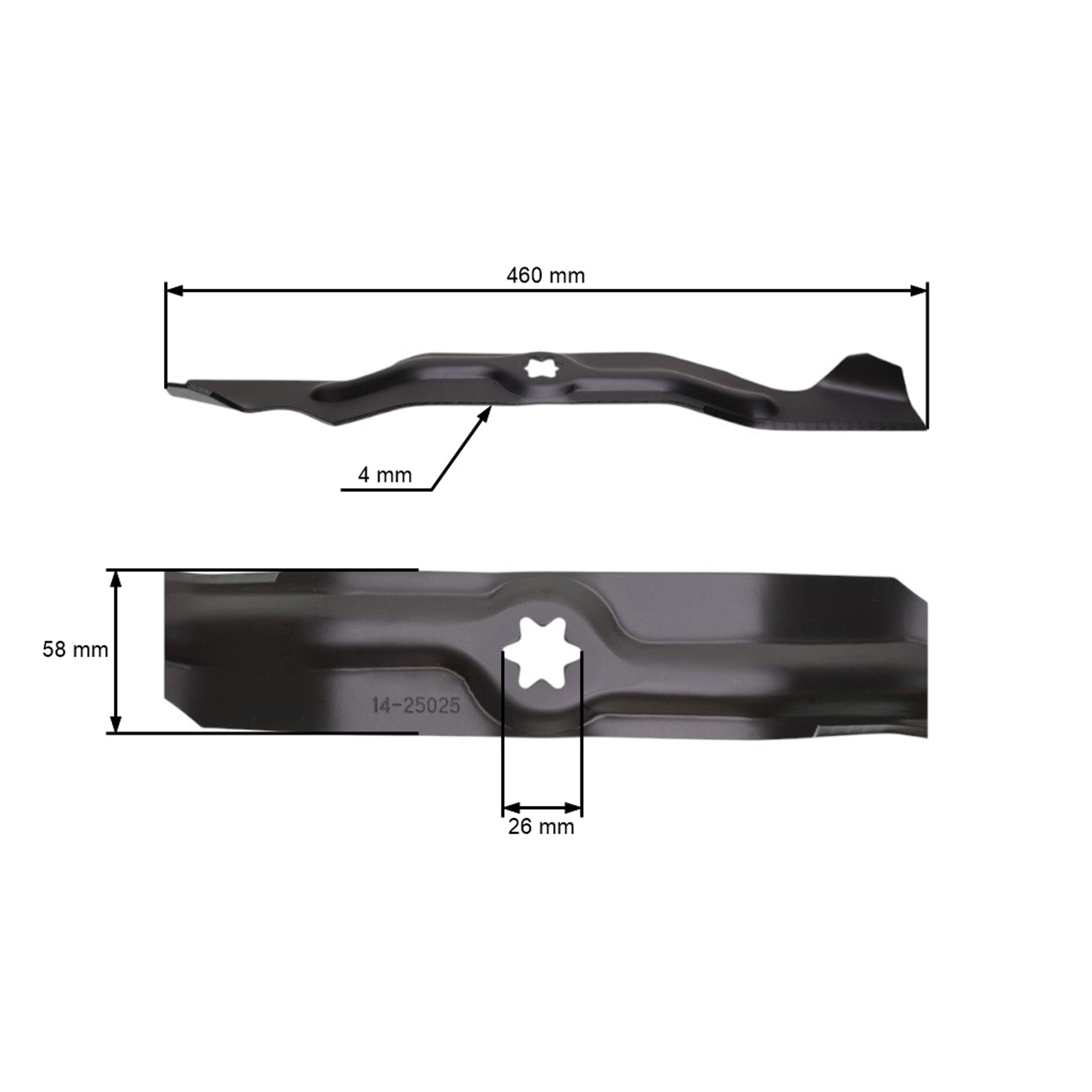 Žací nůž 46 cm (18") pro zahradní traktory MTD Cub Cadet Gutbrod Massey Ferguson Yardman (OEM 942-04053A 942-04053 742-04053A 742-04053)