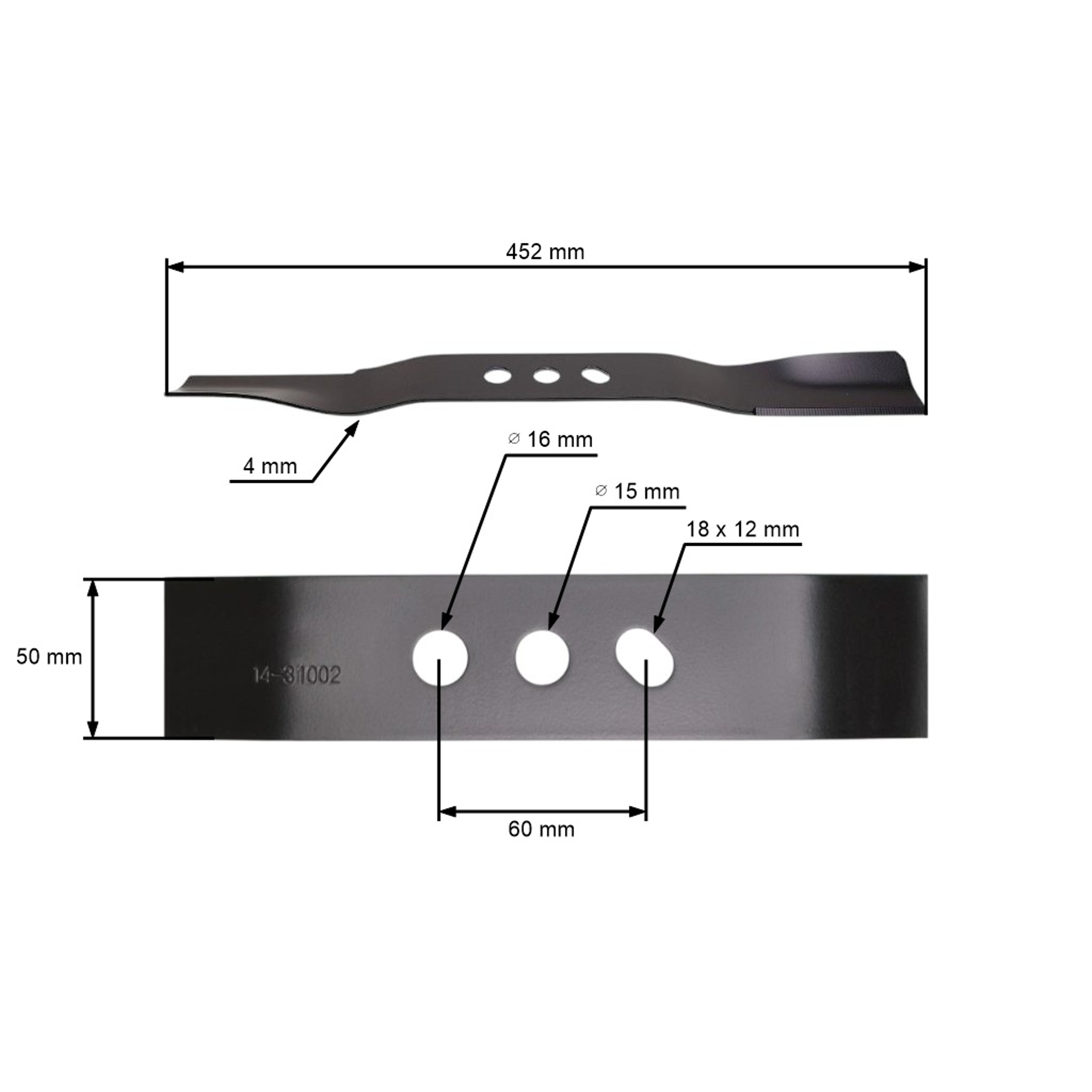 Žací nůž 45,2 cm (18") pro Čínské motorové sekačky a sekačky z hobbymarketů NAC C460V S460 S460V S460VY S460-053