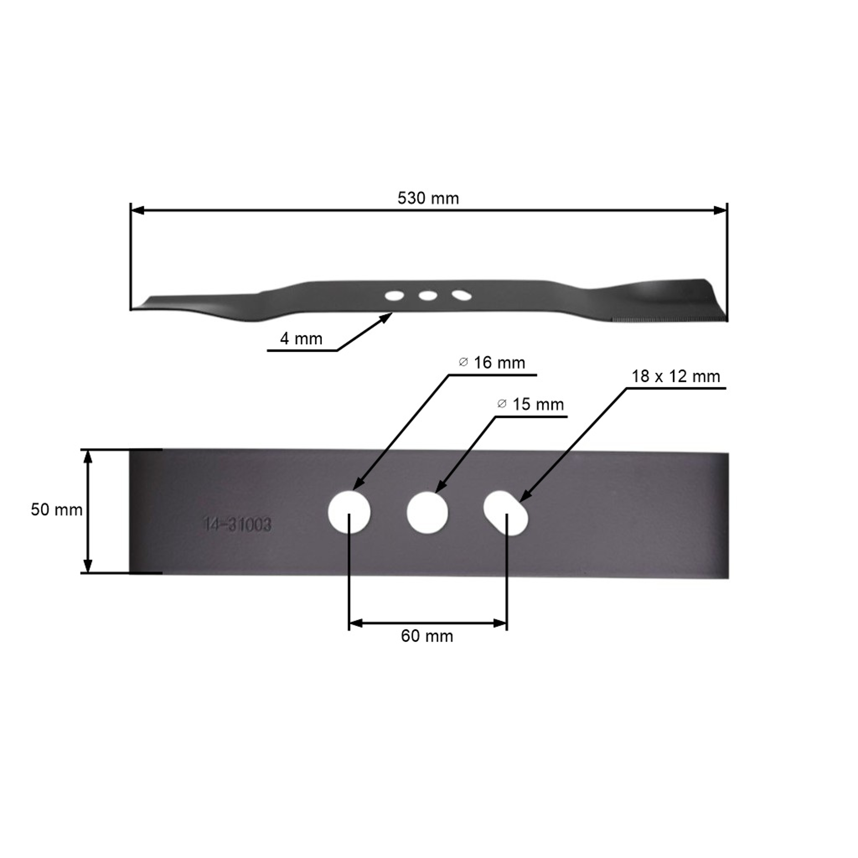 Žací nůž 53 cm (21") pro Čínské motorové sekačky a sekačky z hobbymarketů NAC S530-057