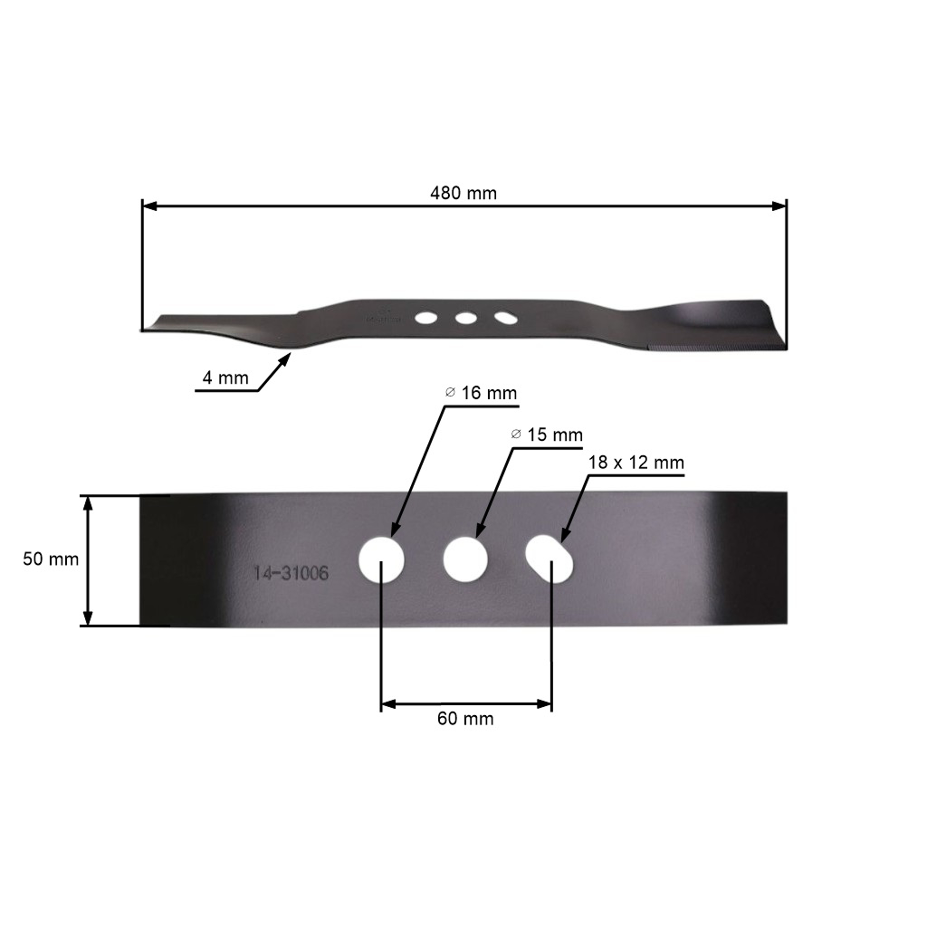 Žací nůž 48 cm (19") pro Čínské motorové sekačky a sekačky z hobbymarketů NAC S480-055