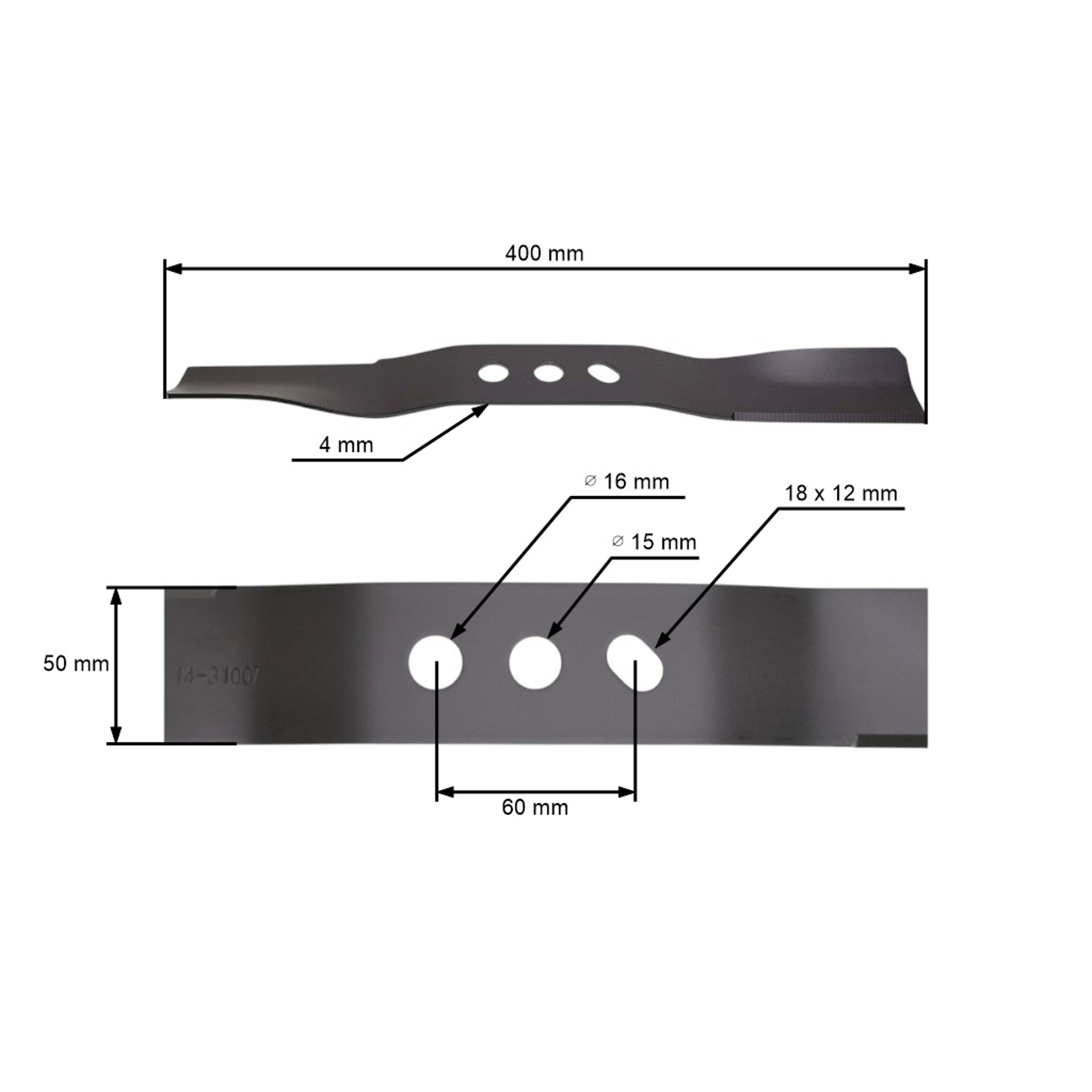Žací nůž 40 cm (19") pro Čínské motorové sekačky a sekačky z hobbymarketů NAC C400i-035