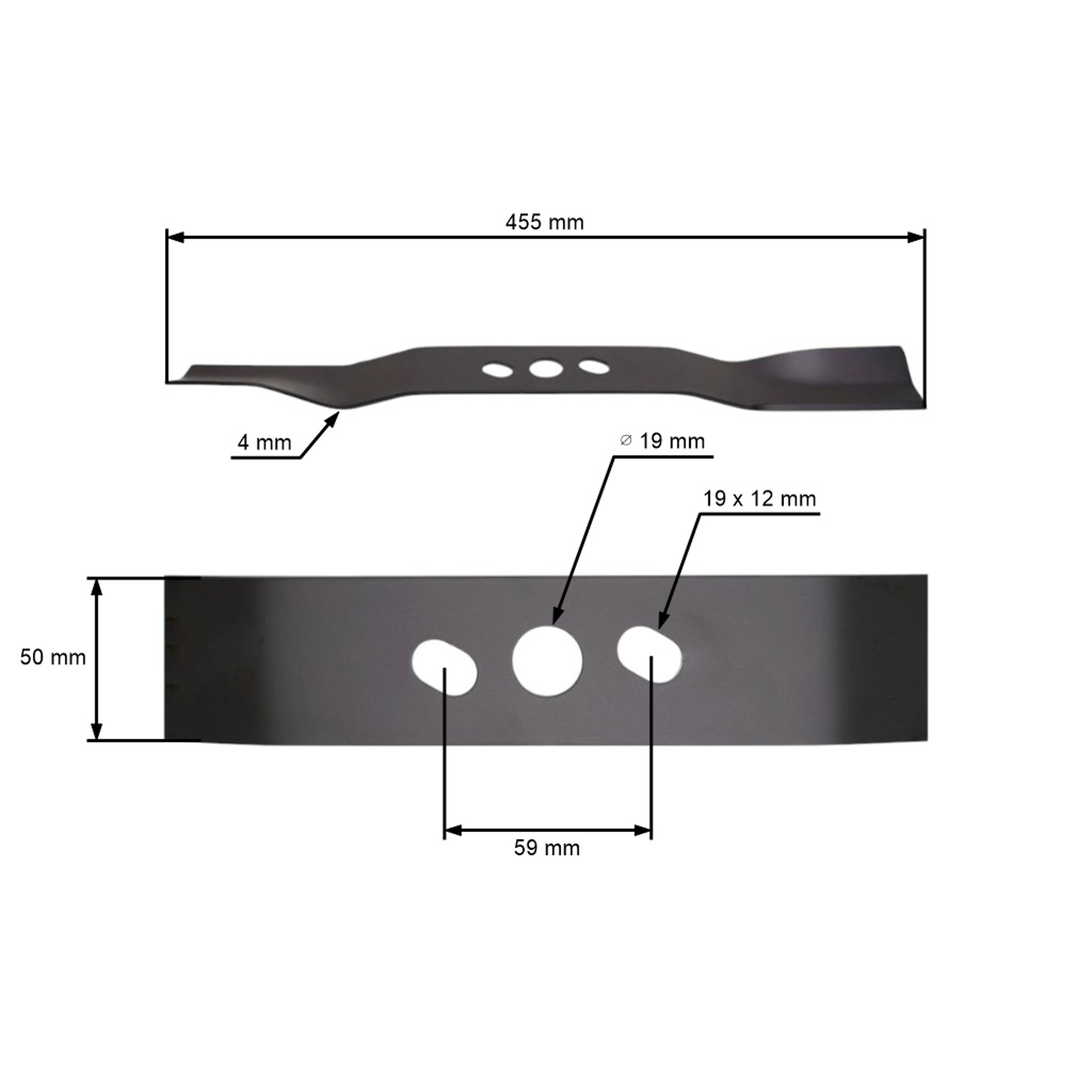 Žací nůž 45,5 cm (18") pro motorové sekačky NAC Castorama (OEM WR65170 WR480 WR-098N 65170AB-000041A)