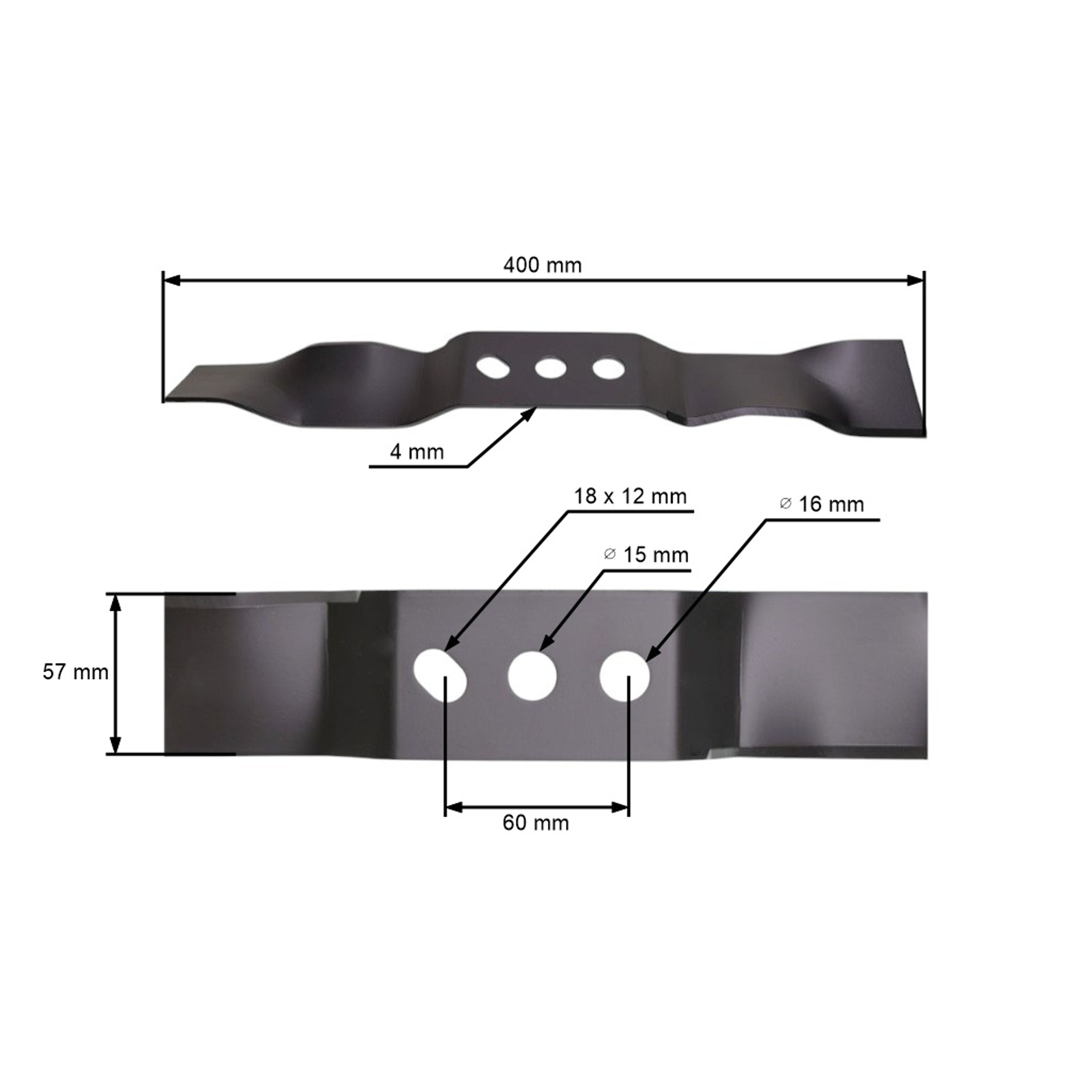 Mulčovací nůž 40 cm (16") pro Čínské motorové sekačky a sekačky z hobbymarketů NAC (OEM C400i-035)