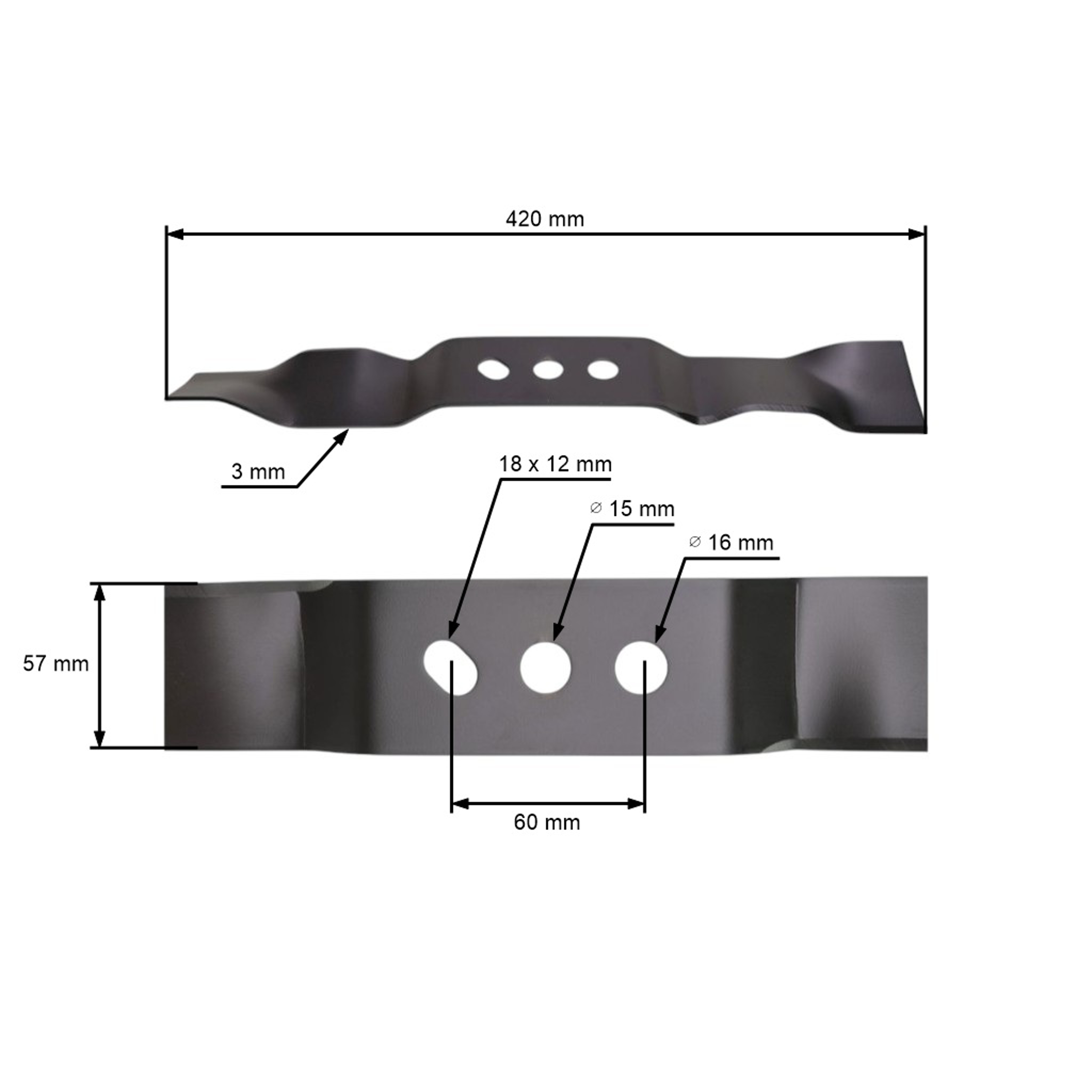 Mulčovací nůž 42 cm (16") pro Čínské motorové sekačky a sekačky z hobbymarketů NAC