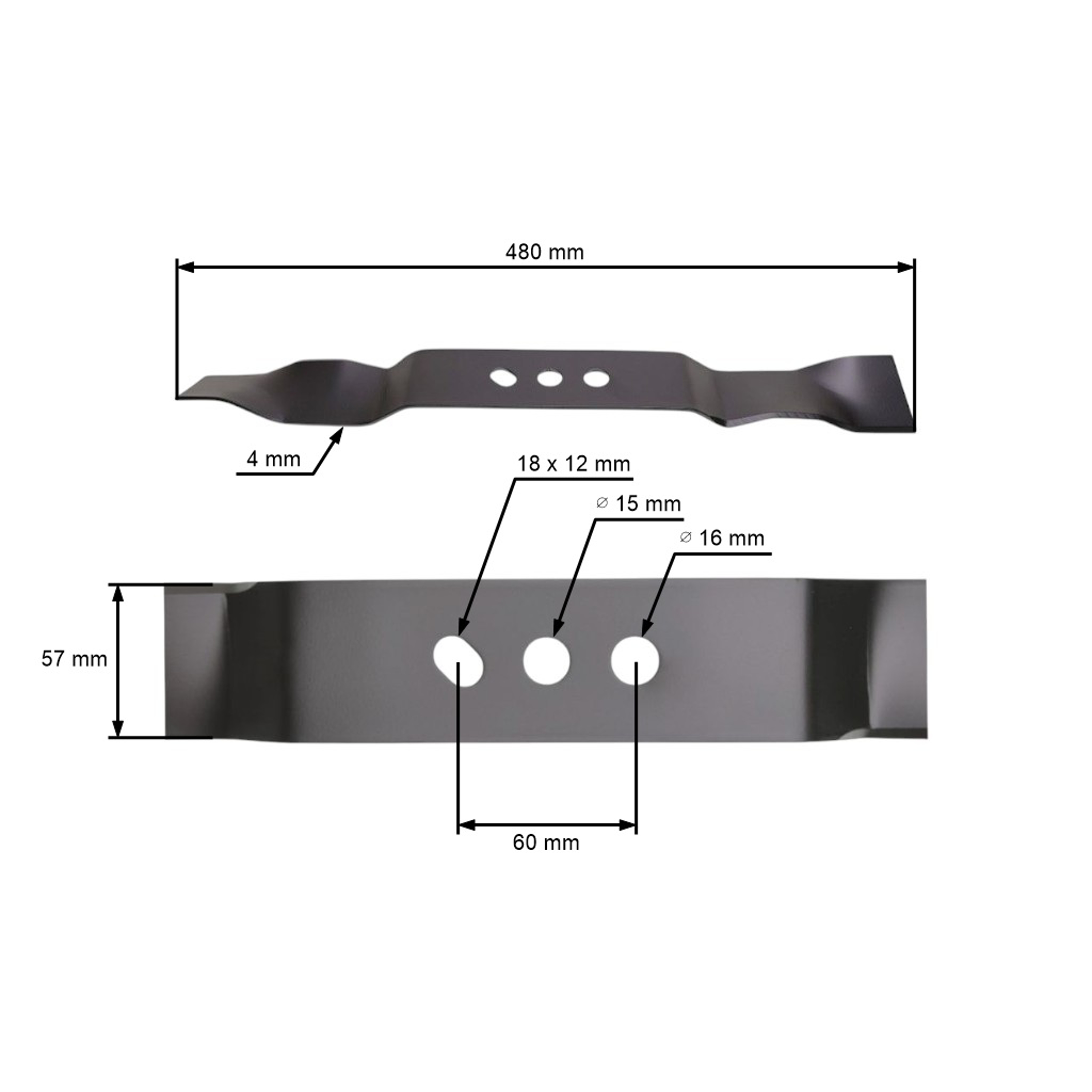 Mulčovací nůž 48 cm (19") pro Čínské motorové sekačky a sekačky z hobbymarketů NAC