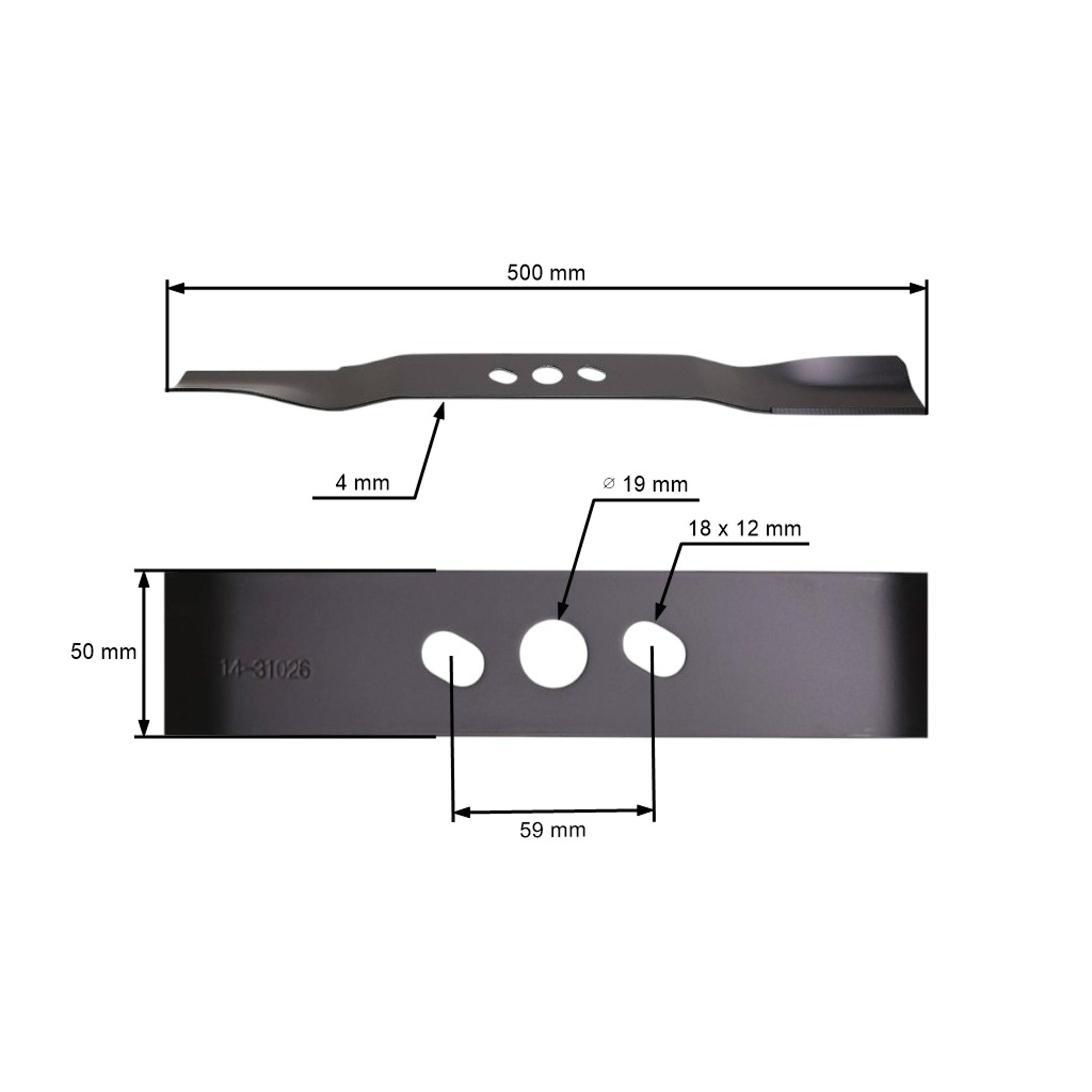 Žací nůž 50 cm (20") pro Čínské motorové sekačky a sekačky z hobbymarketů NAC Einhell Handy (OEM WR-248N 3405760 652020901 65405-000041)