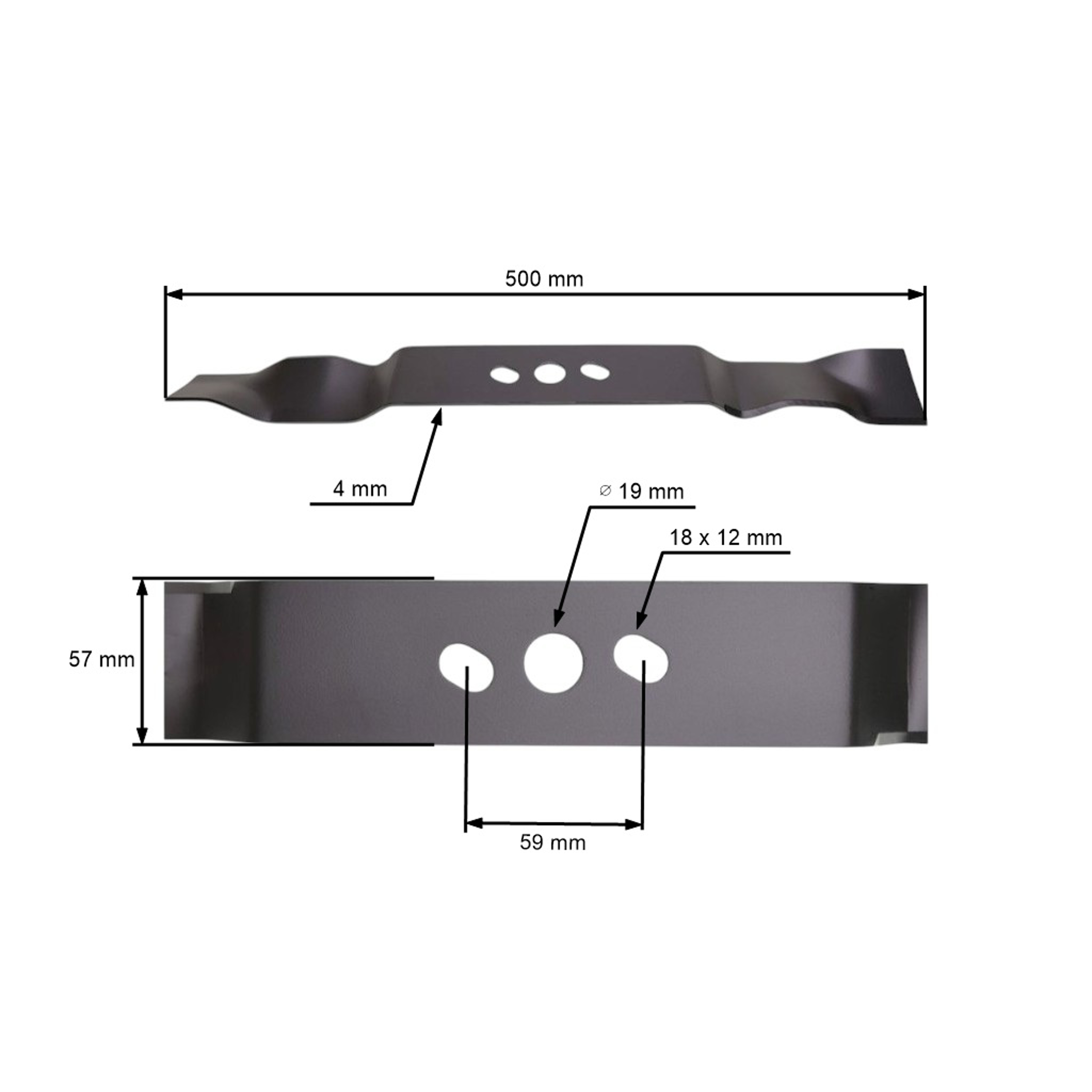 Mulčovací nůž 50 cm (20") pro Čínské motorové sekačky a sekačky z hobbymarketů NAC Einhell Handy WR-248N (OEM 3405760 652020901 65405-000041)