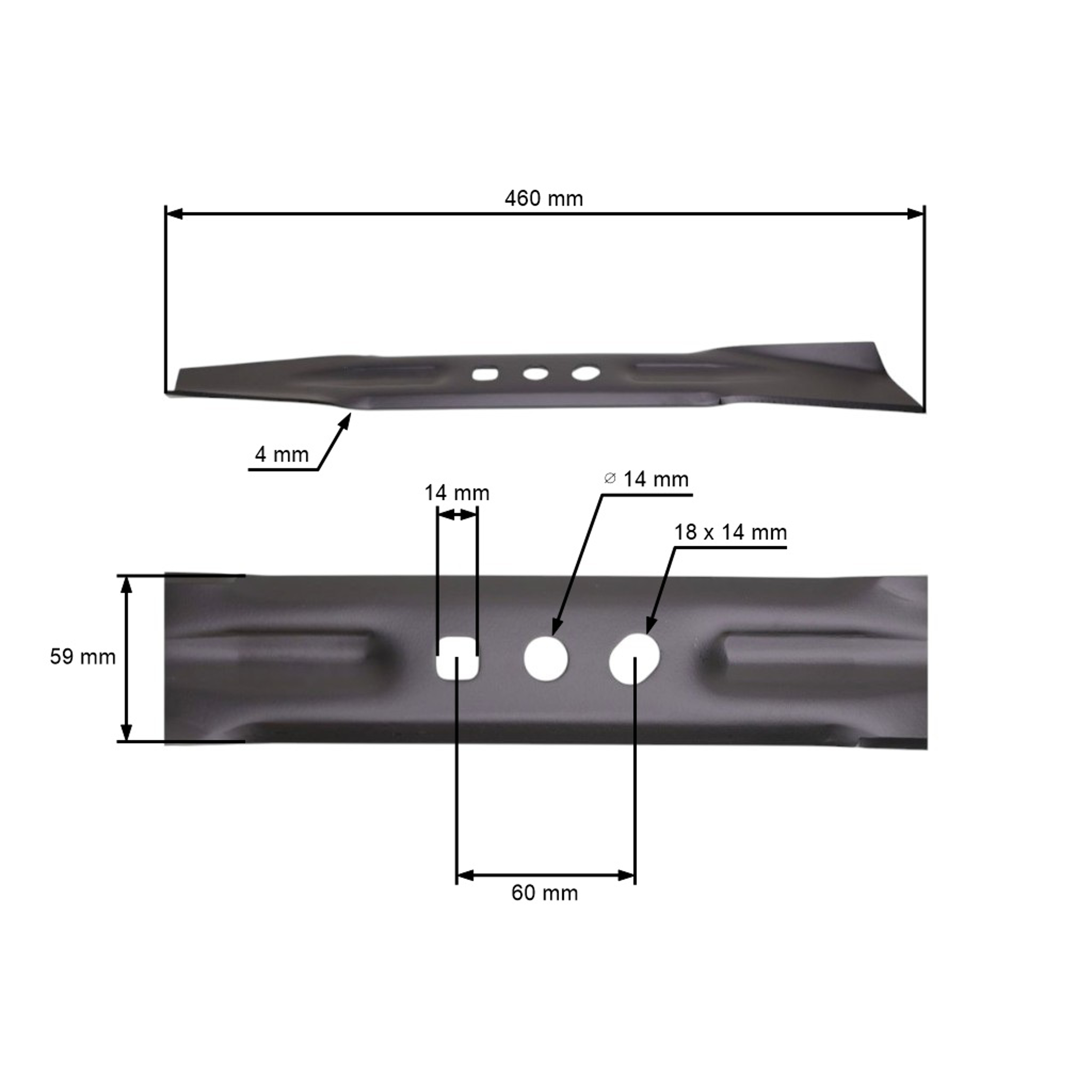 Žací nůž 46 cm (18") pro Čínské motorové sekačky a sekačky z hobbymarketů NAC Krysiak Vega Ursus Hyundai