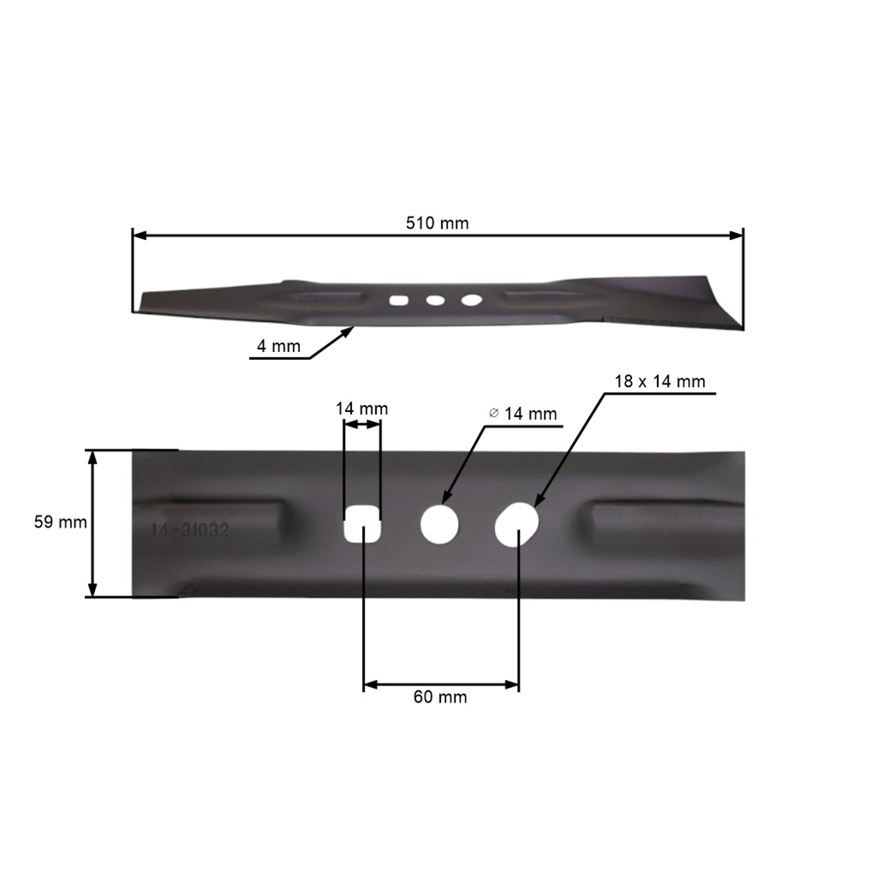 Žací nůž 51 cm (20") pro Čínské motorové sekačky a sekačky z hobbymarketů NAC Krysiak Vega Ursus Hyundai